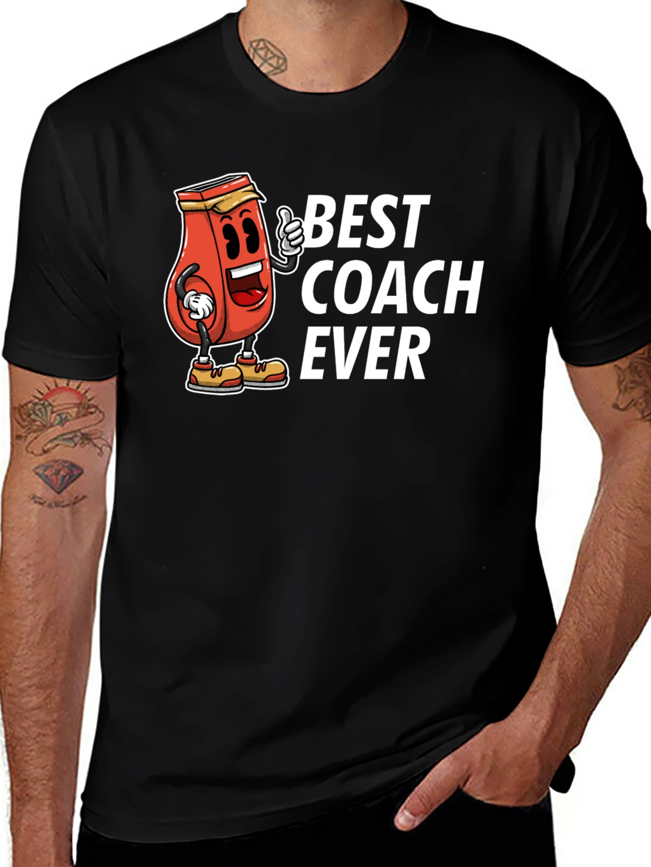 Best Coach Ever Black Graphic T-Shirt