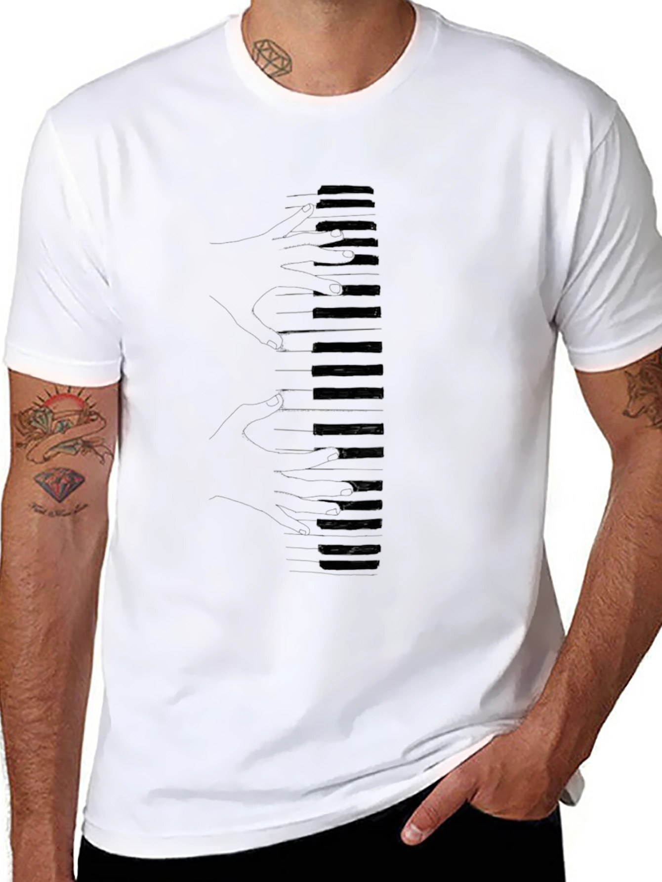 Piano Keys Hand Graphic T-Shirt - Soft Cotton Tee