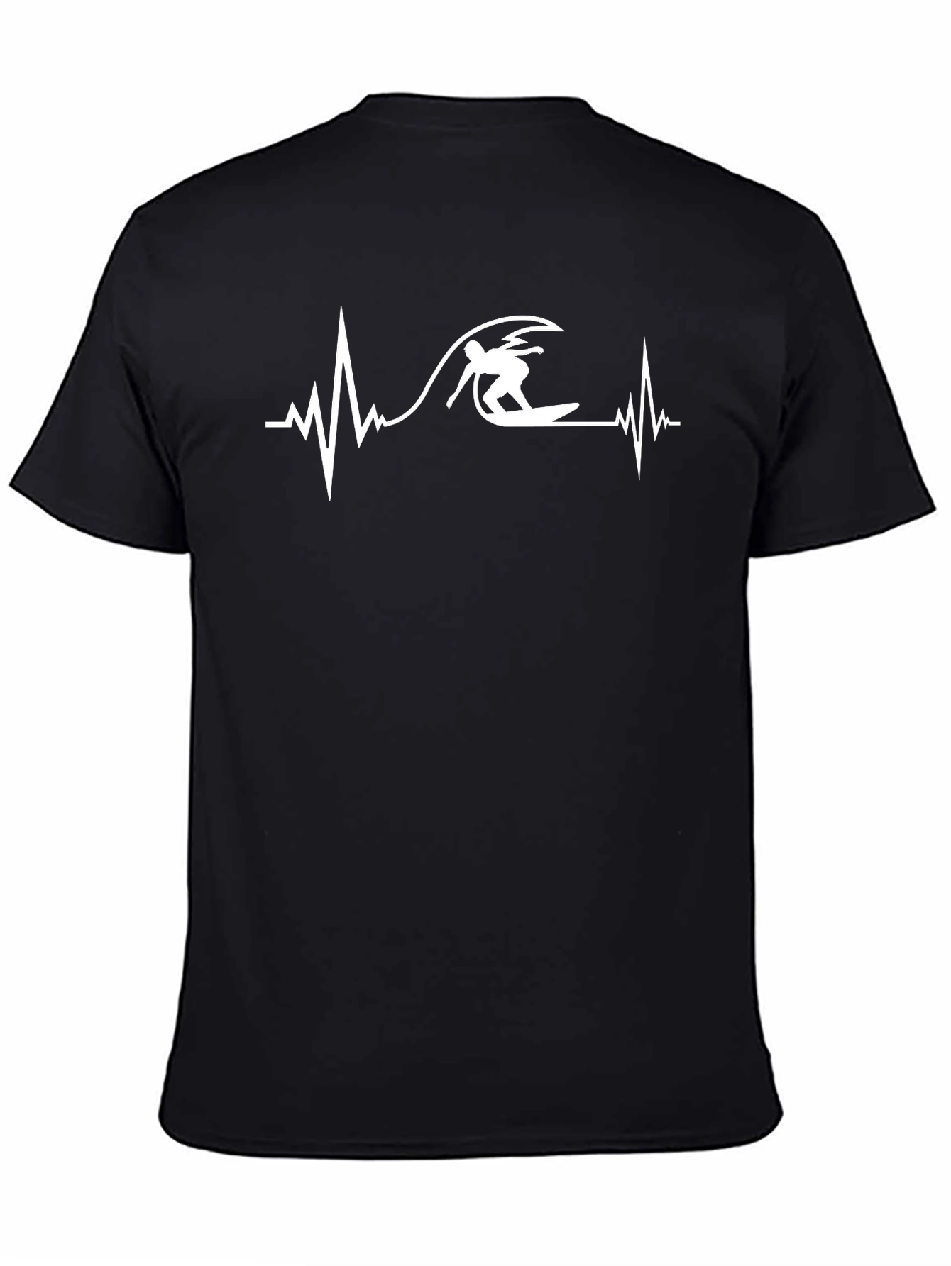 Surfing Heartbeat Graphic Tee - Black