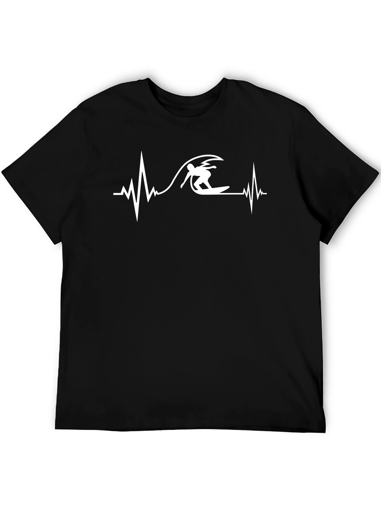 Surfing Heartbeat Graphic Tee - Black