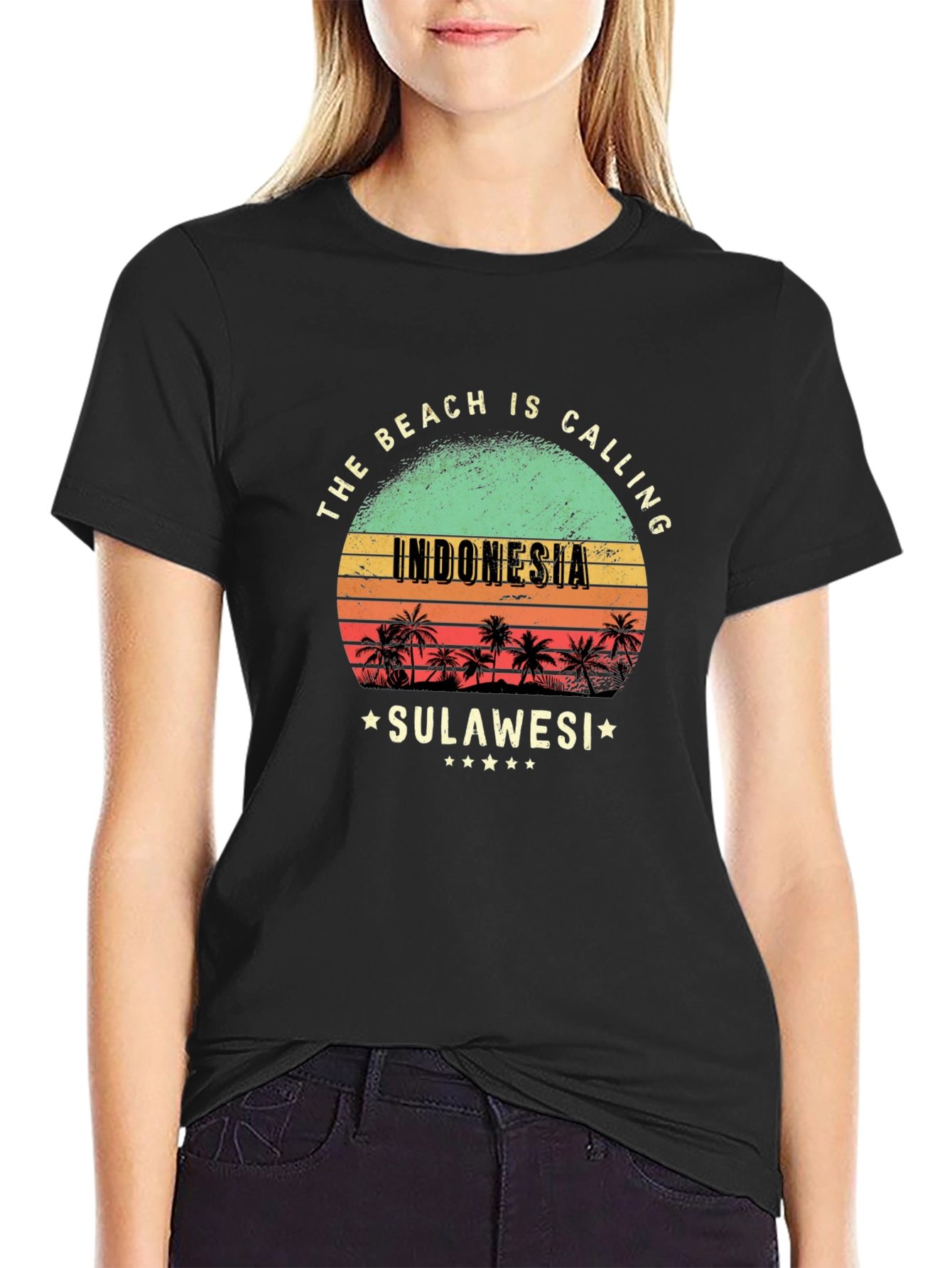 Indonesia Sulawesi Beach Calling Black T-Shirt