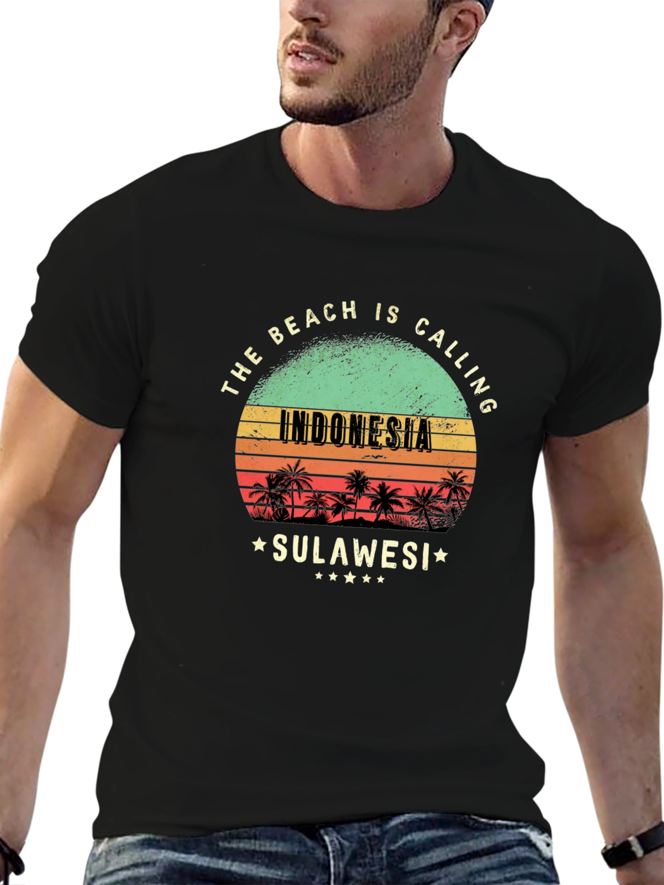 Indonesia Sulawesi Beach Calling Black T-Shirt