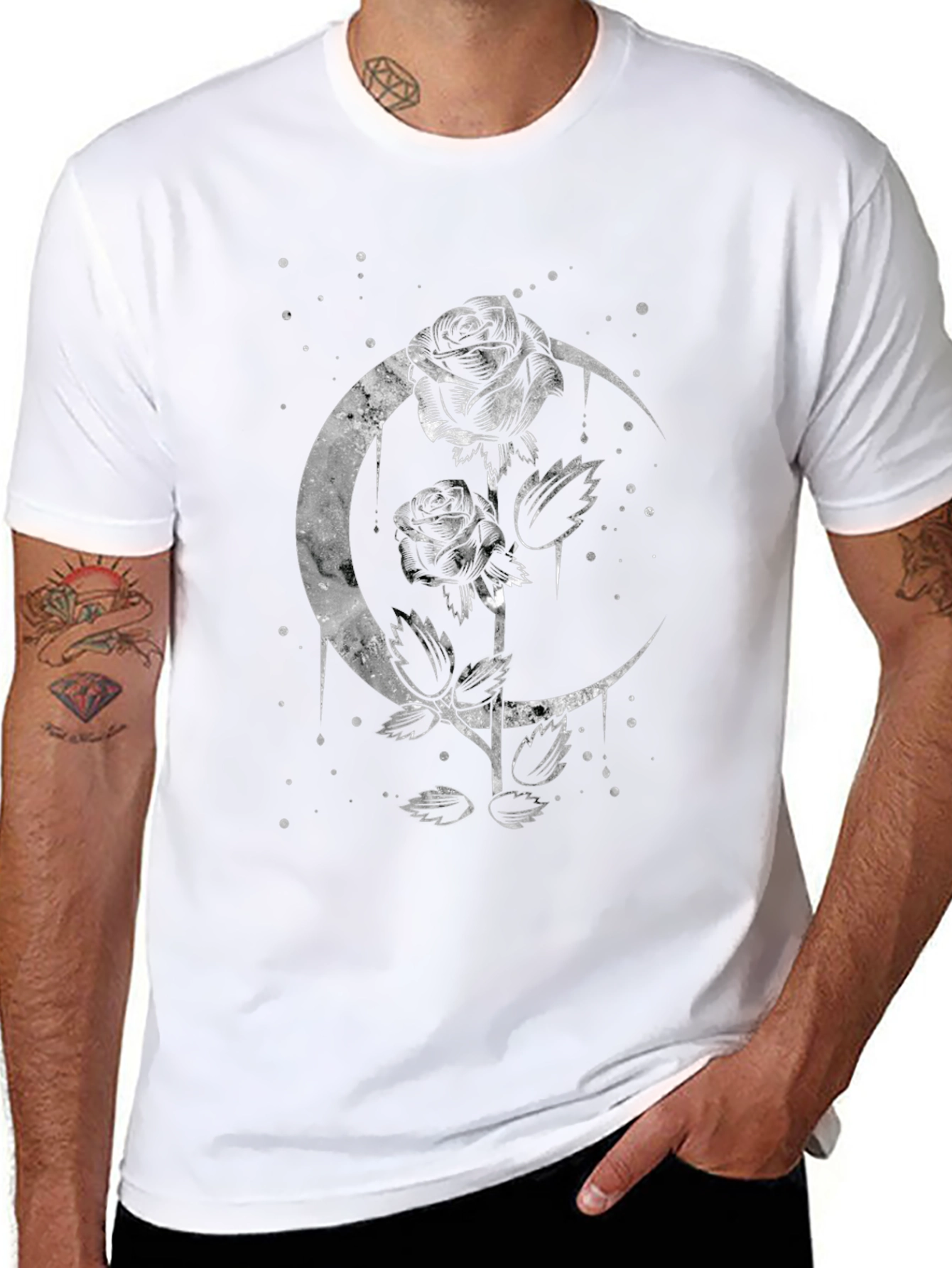 Moon Rose Graphic Tee - Gothic Style