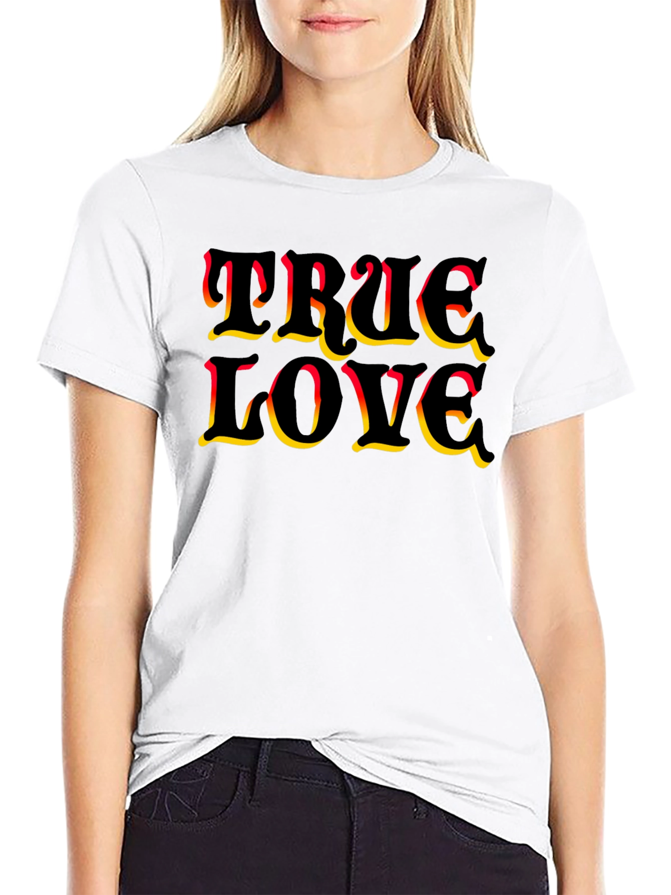 True Love Graphic Print Black T-Shirt