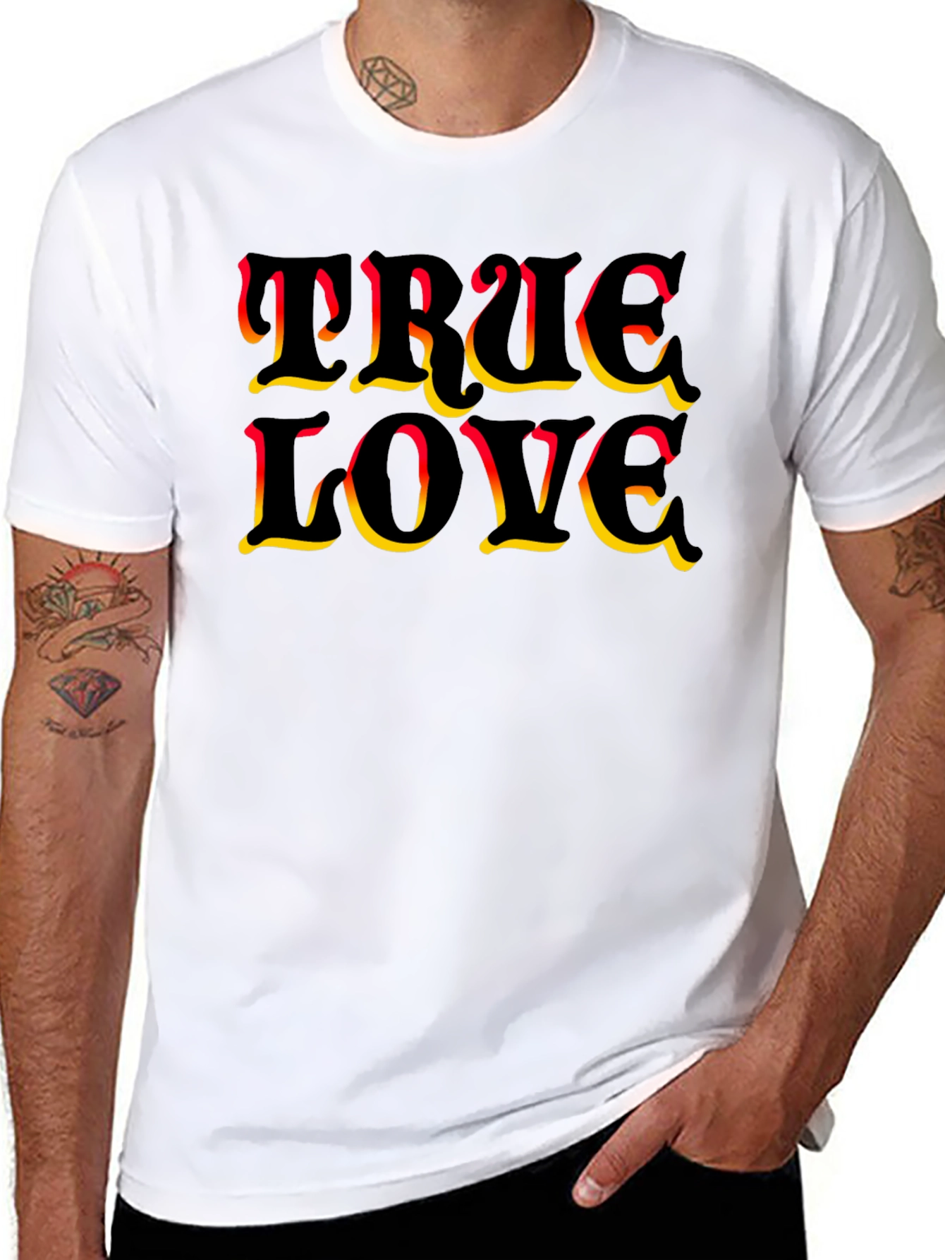 True Love Graphic Print Black T-Shirt