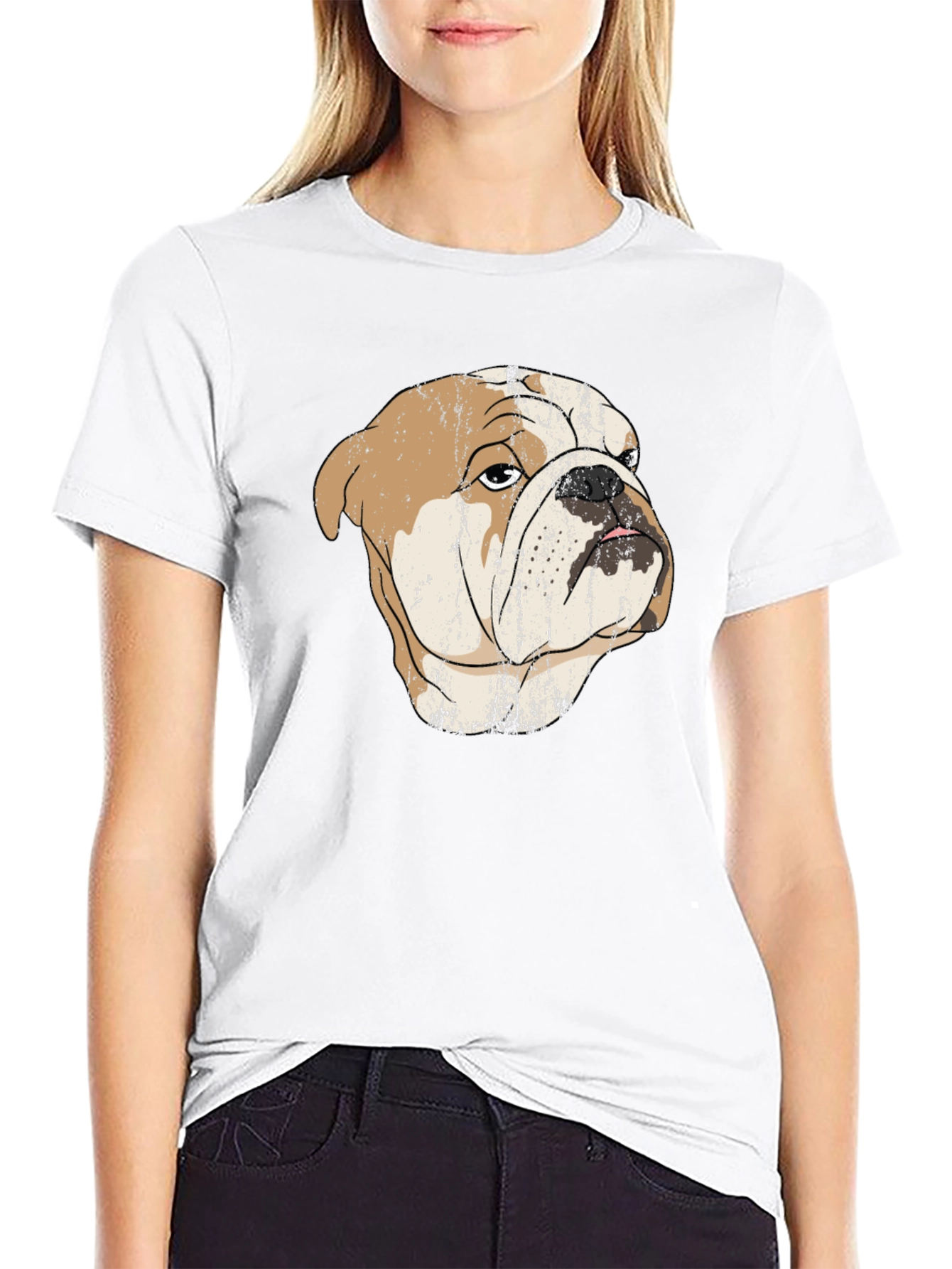 Bulldog Graphic Print Black T-Shirt