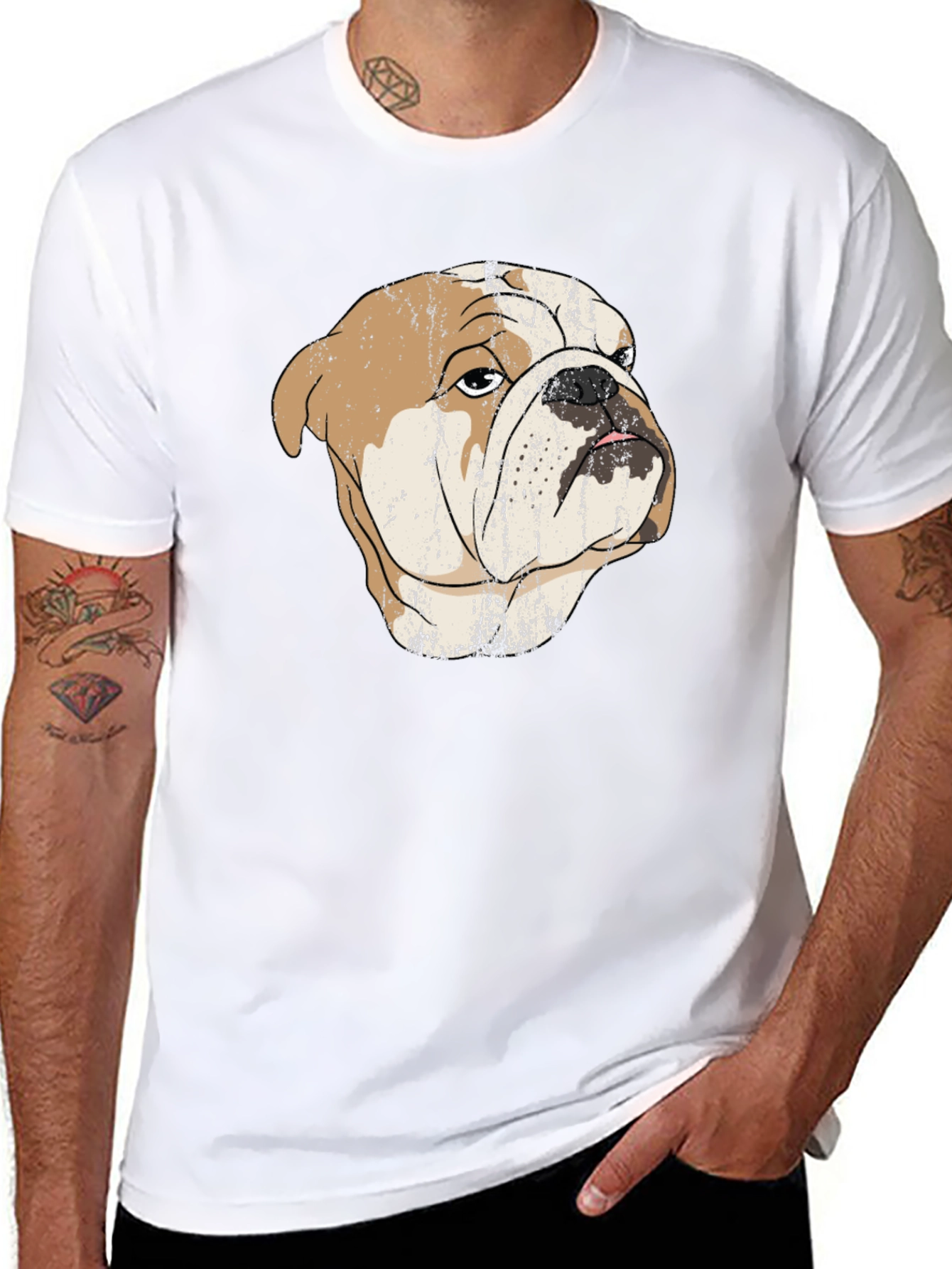 Bulldog Graphic Print Black T-Shirt