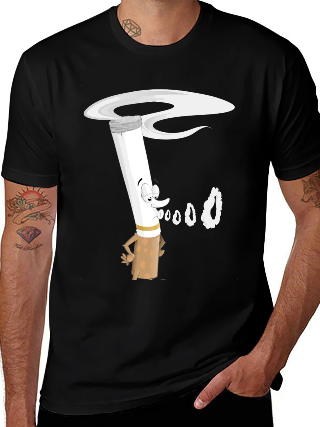 Cartoon Cigarette T-Shirt - Black Graphic Tee