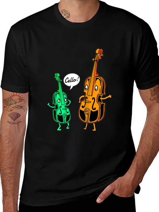 Musical Cello Cartoon Graphic T-Shirt