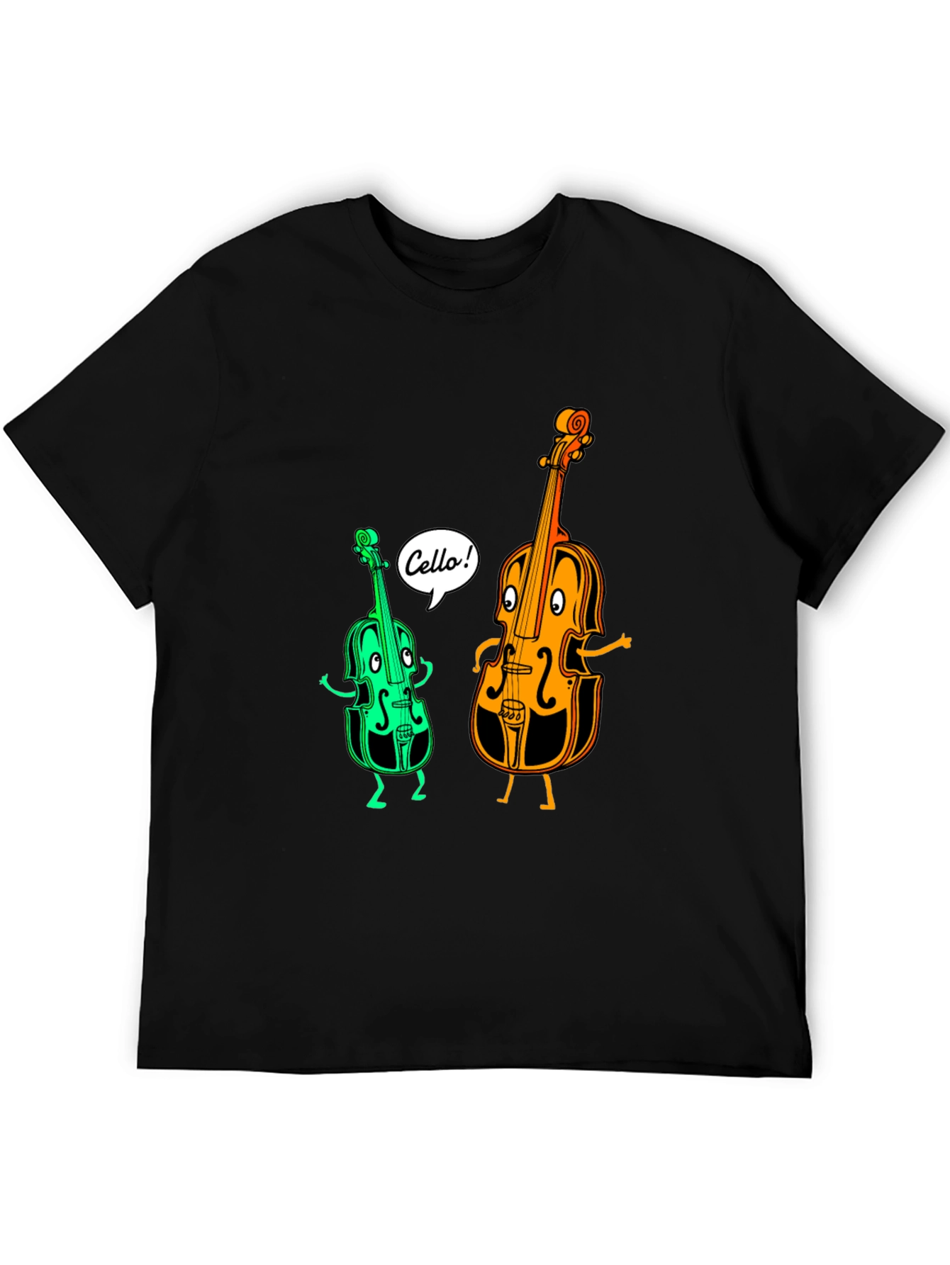 Musical Cello Cartoon Graphic T-Shirt