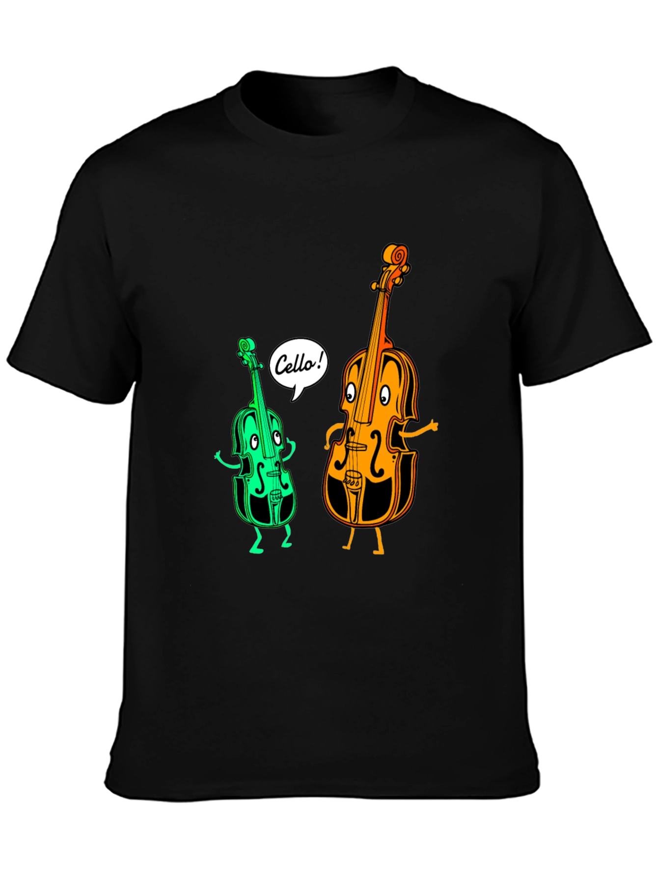 Musical Cello Cartoon Graphic T-Shirt