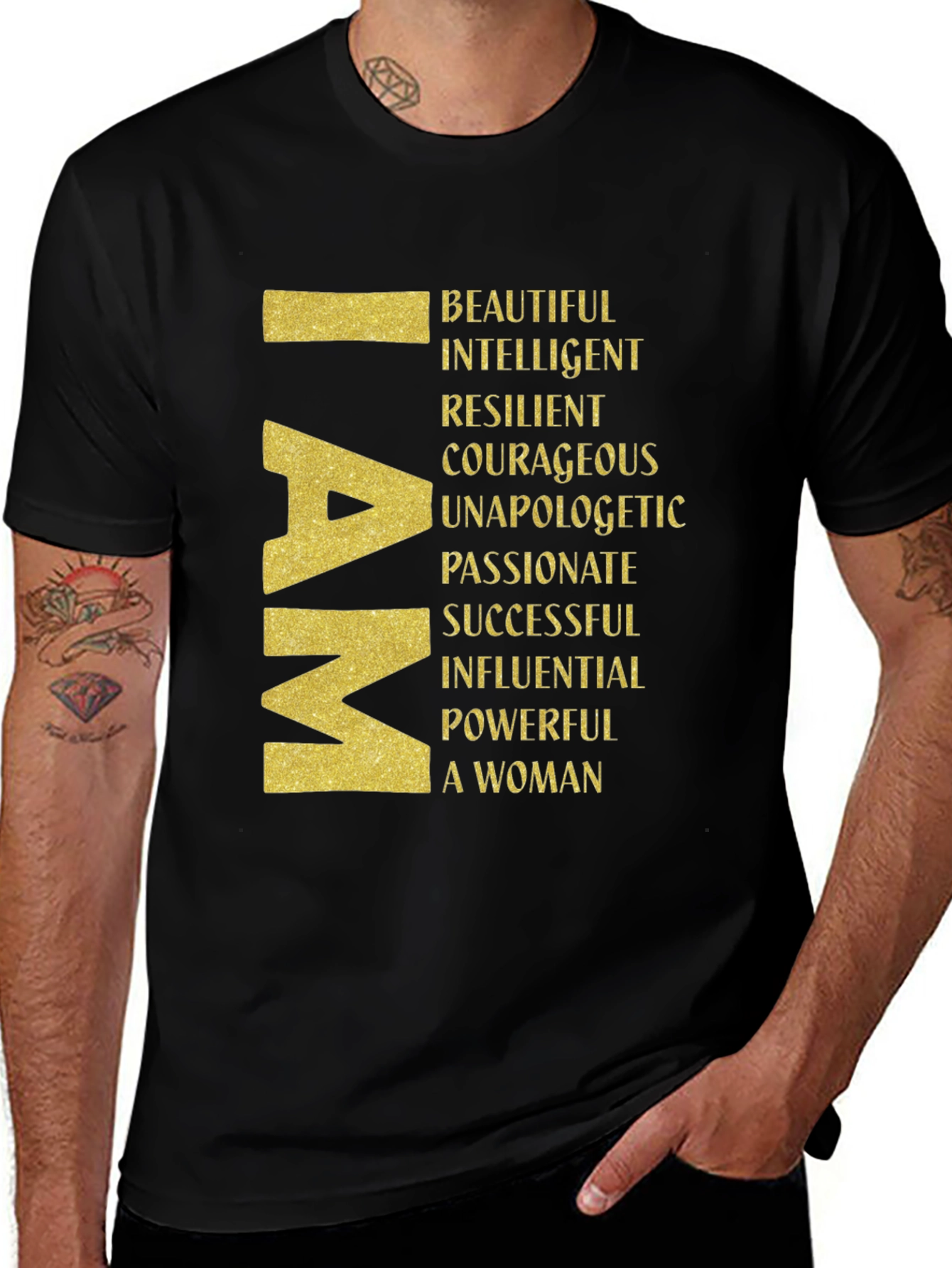 I AM Woman Graphic Tee - Empowering Black T-Shirt