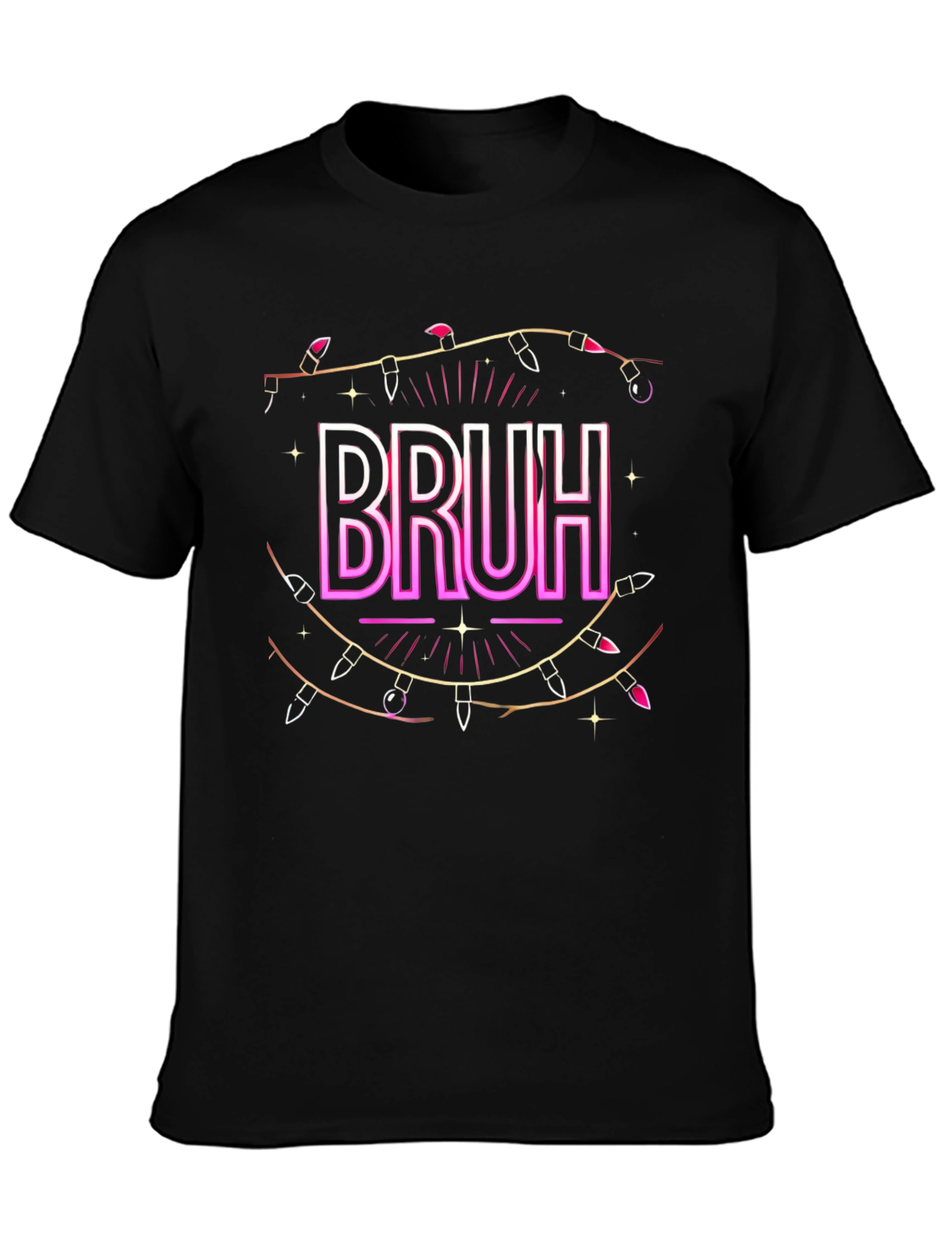 Bruh Christmas Light Graphic T-Shirt