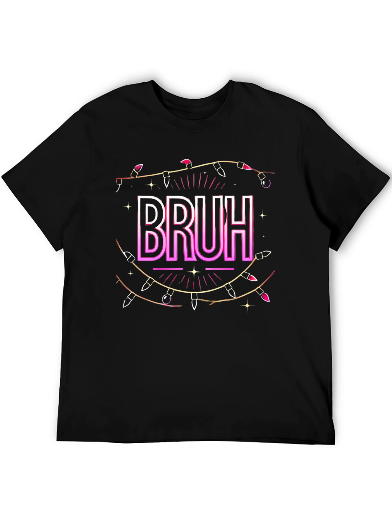 Bruh Christmas Light Graphic T-Shirt