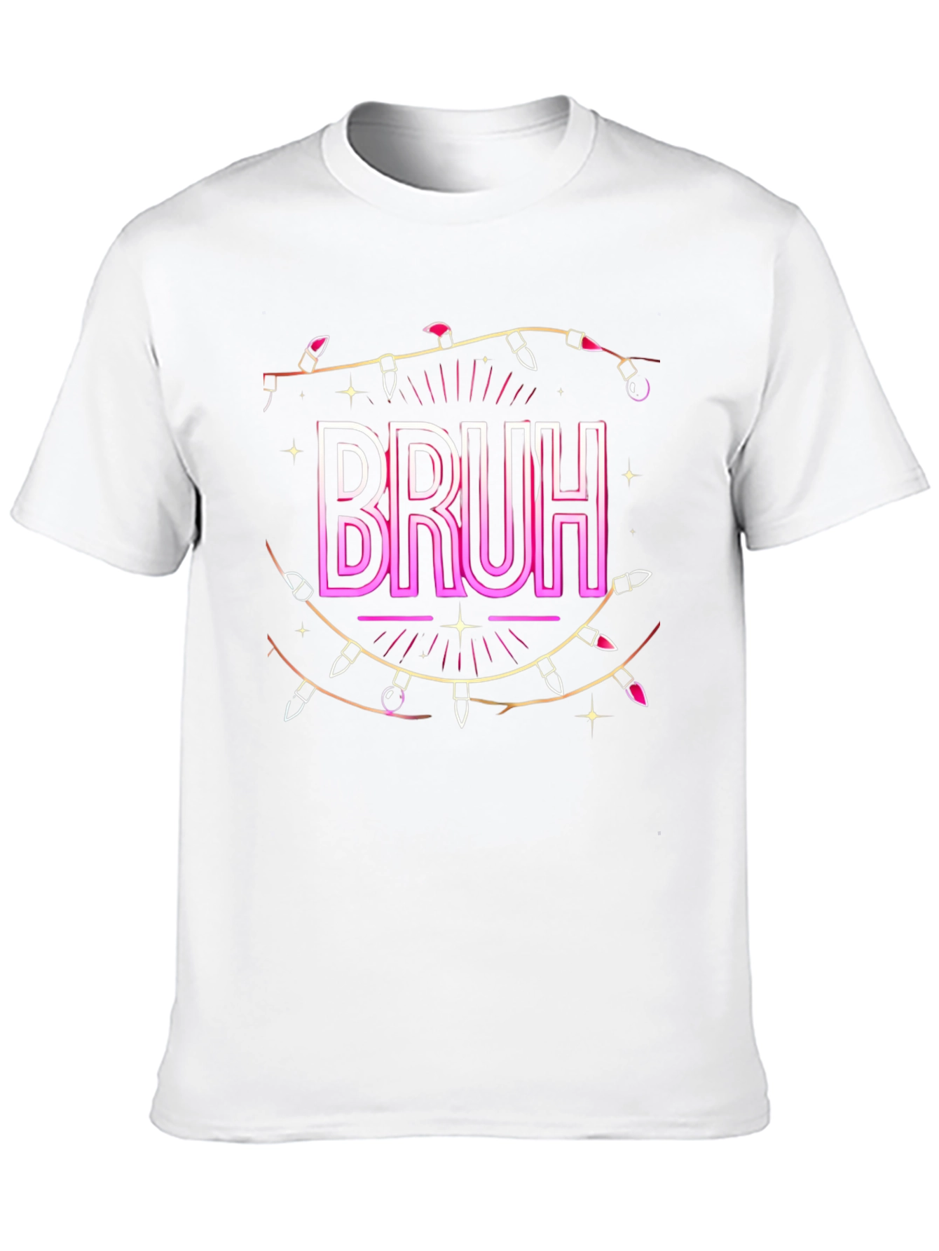Bruh Christmas Light Graphic T-Shirt