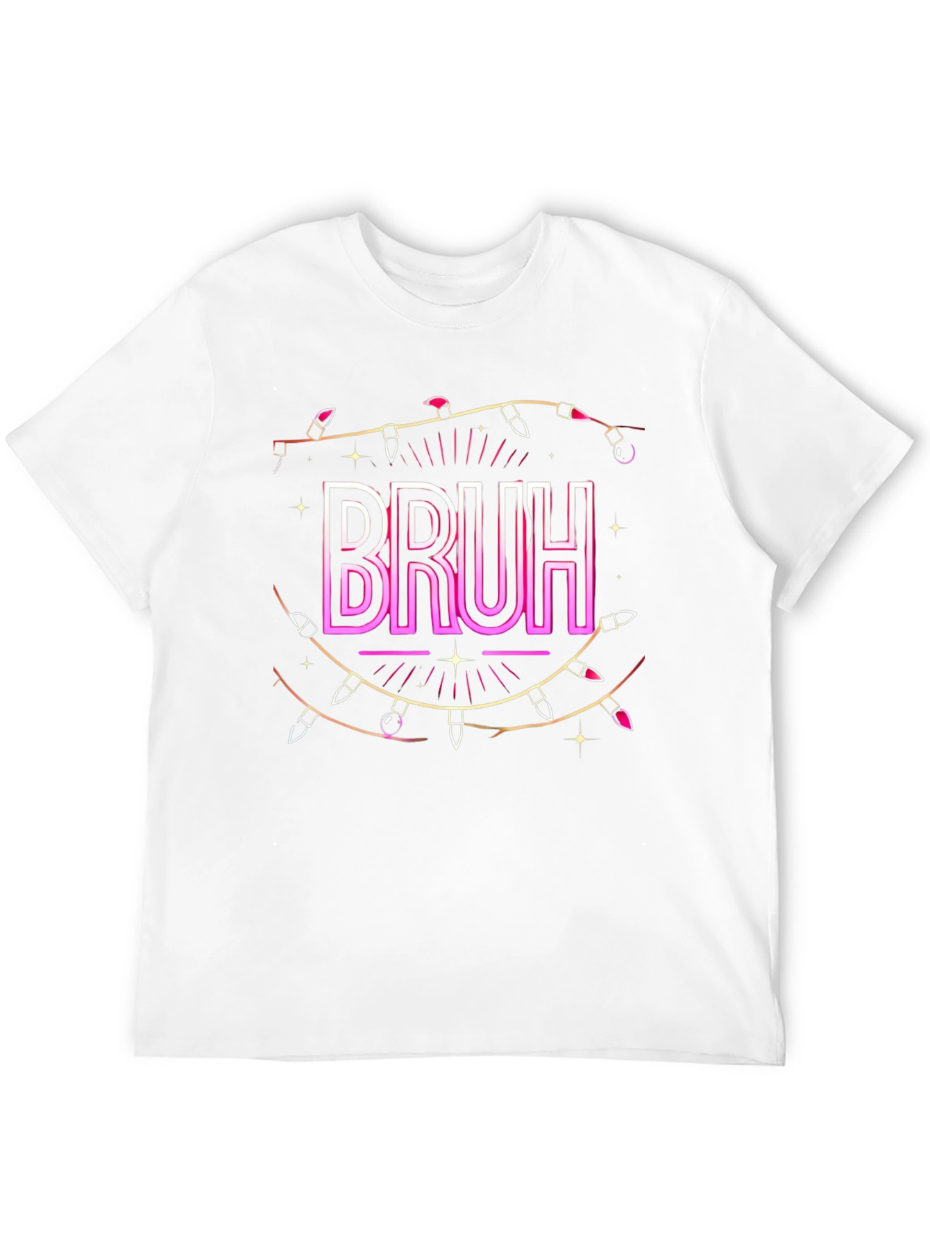 Bruh Christmas Light Graphic T-Shirt