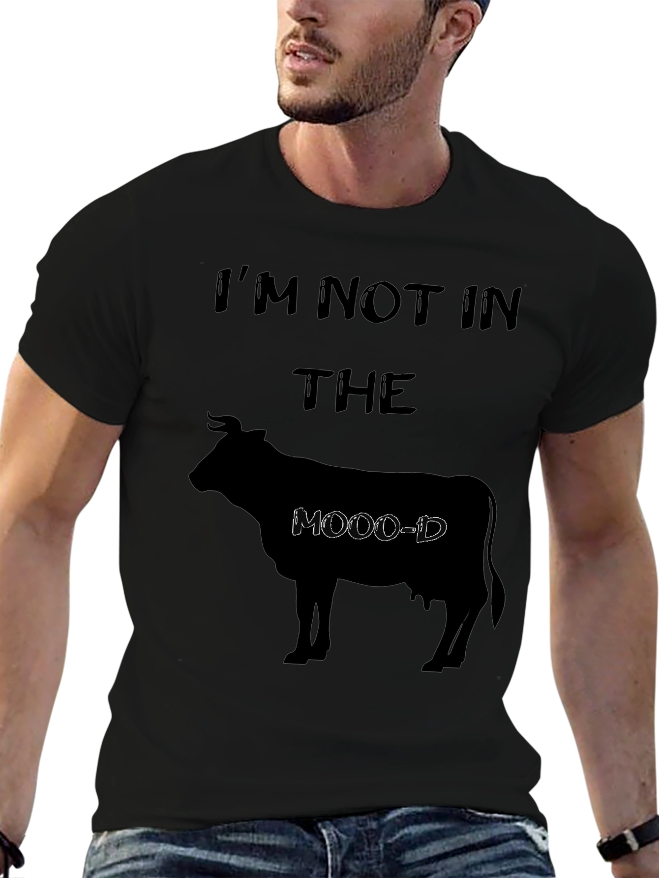 Im Not In The Moo-d Black Graphic T-Shirt