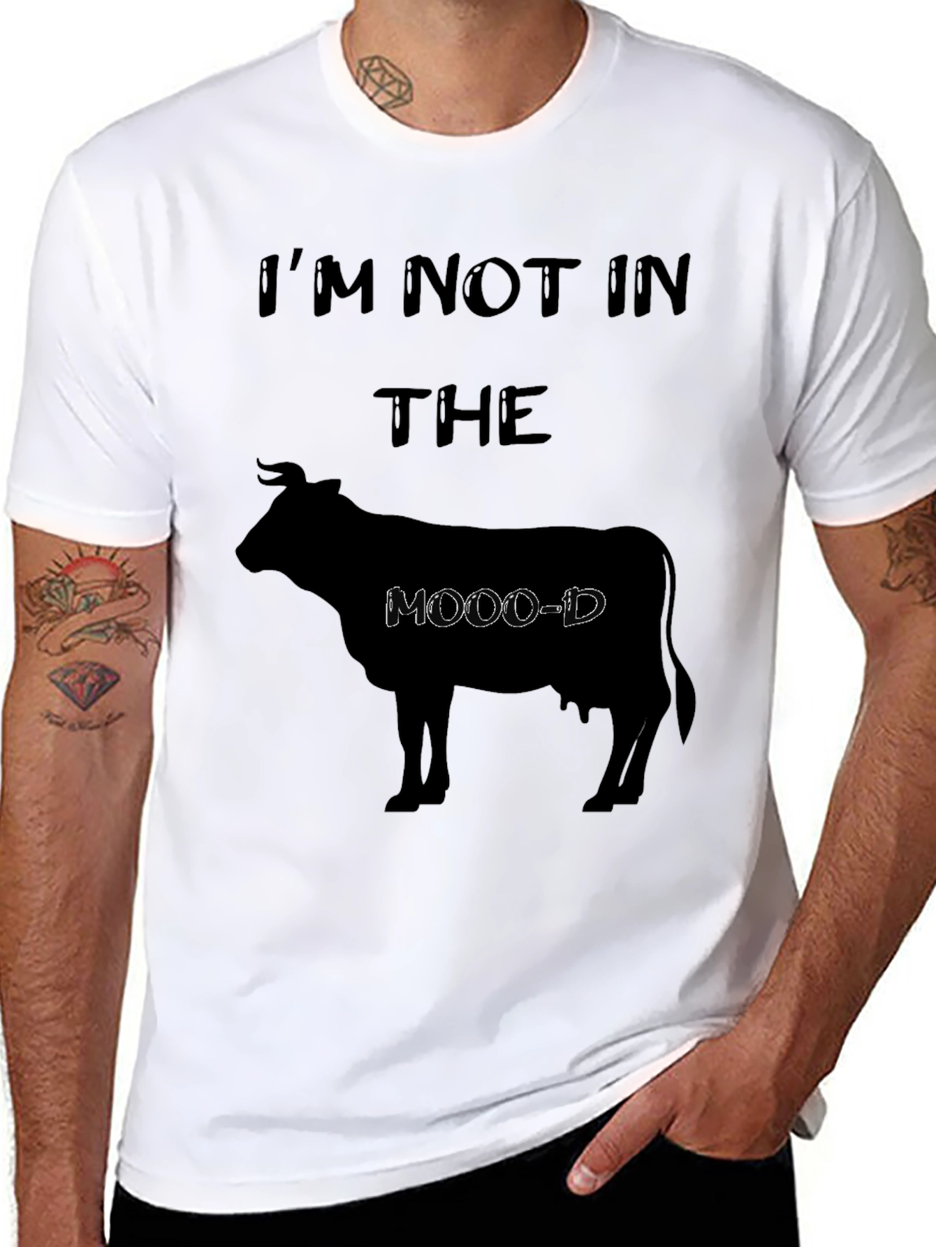 Im Not In The Moo-d Black Graphic T-Shirt