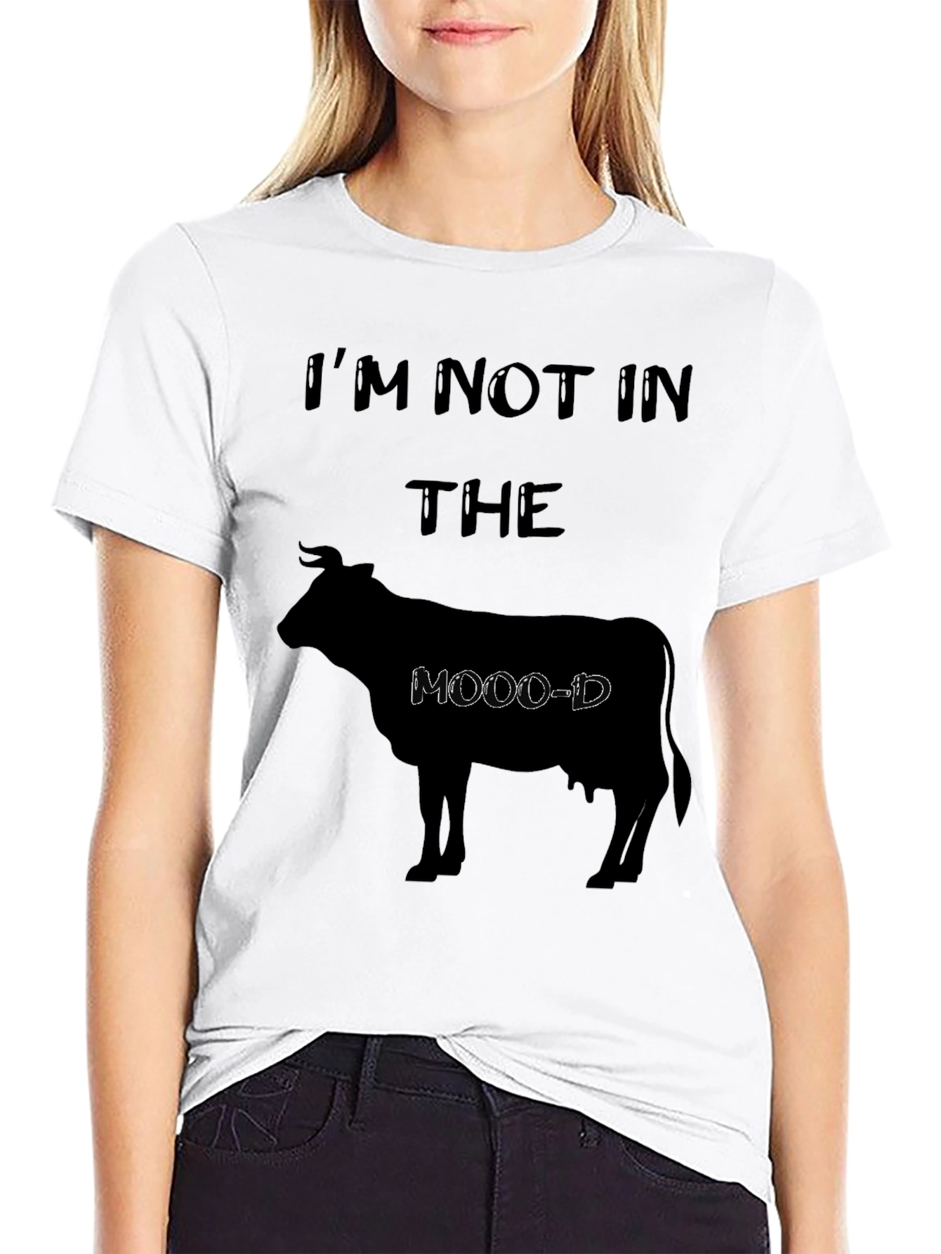 Im Not In The Moo-d Black Graphic T-Shirt