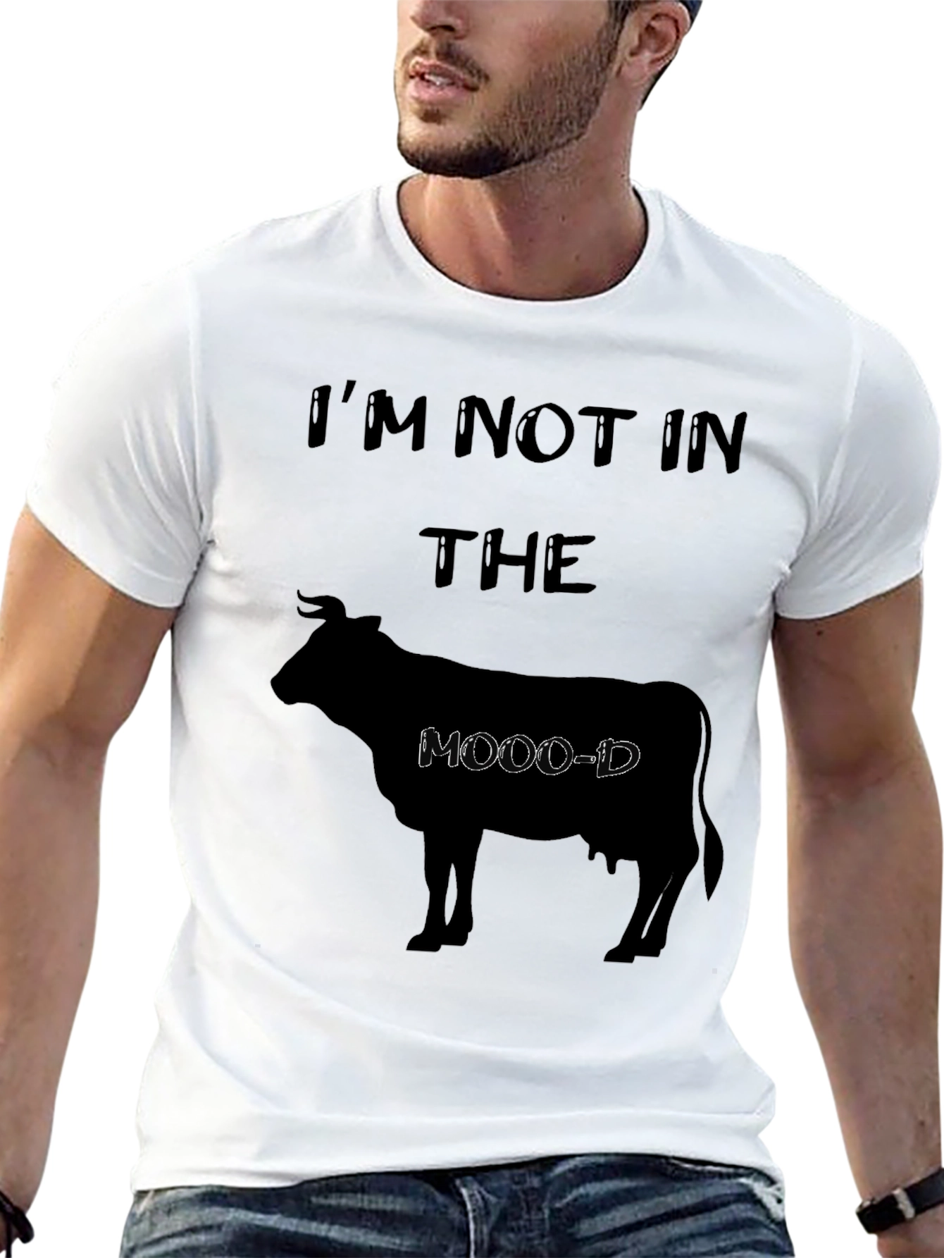 Im Not In The Moo-d Black Graphic T-Shirt