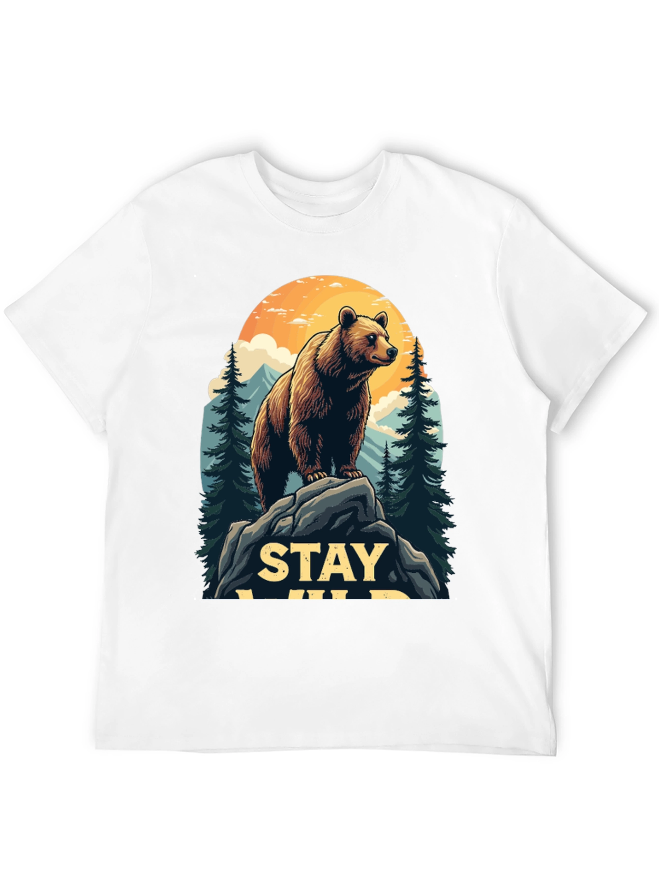 Stay Wild Bear Graphic Tee - Mens Black T-Shirt