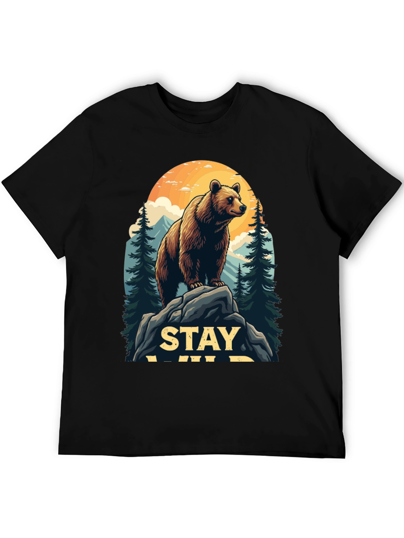 Stay Wild Bear Graphic Tee - Mens Black T-Shirt