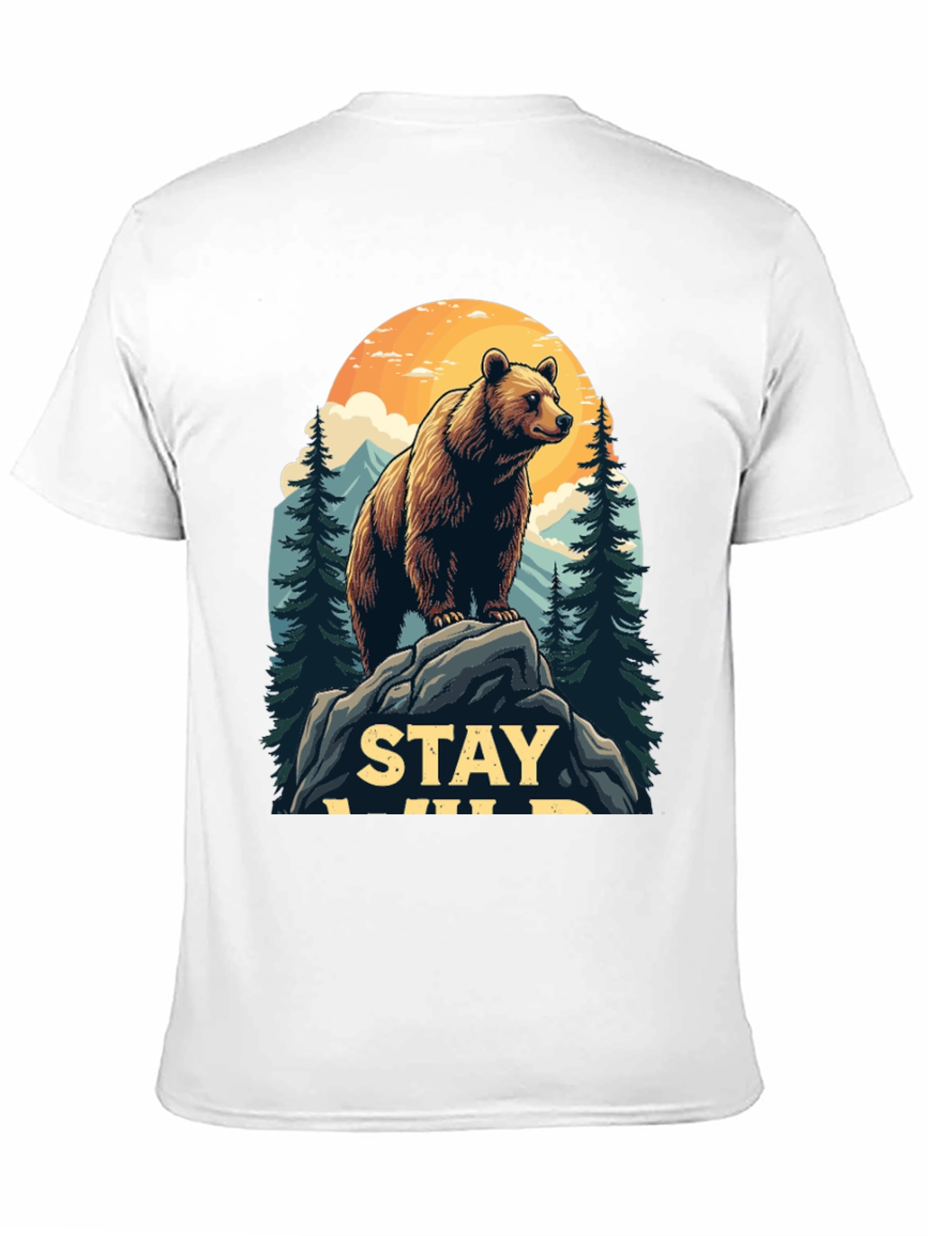Stay Wild Bear Graphic Tee - Mens Black T-Shirt