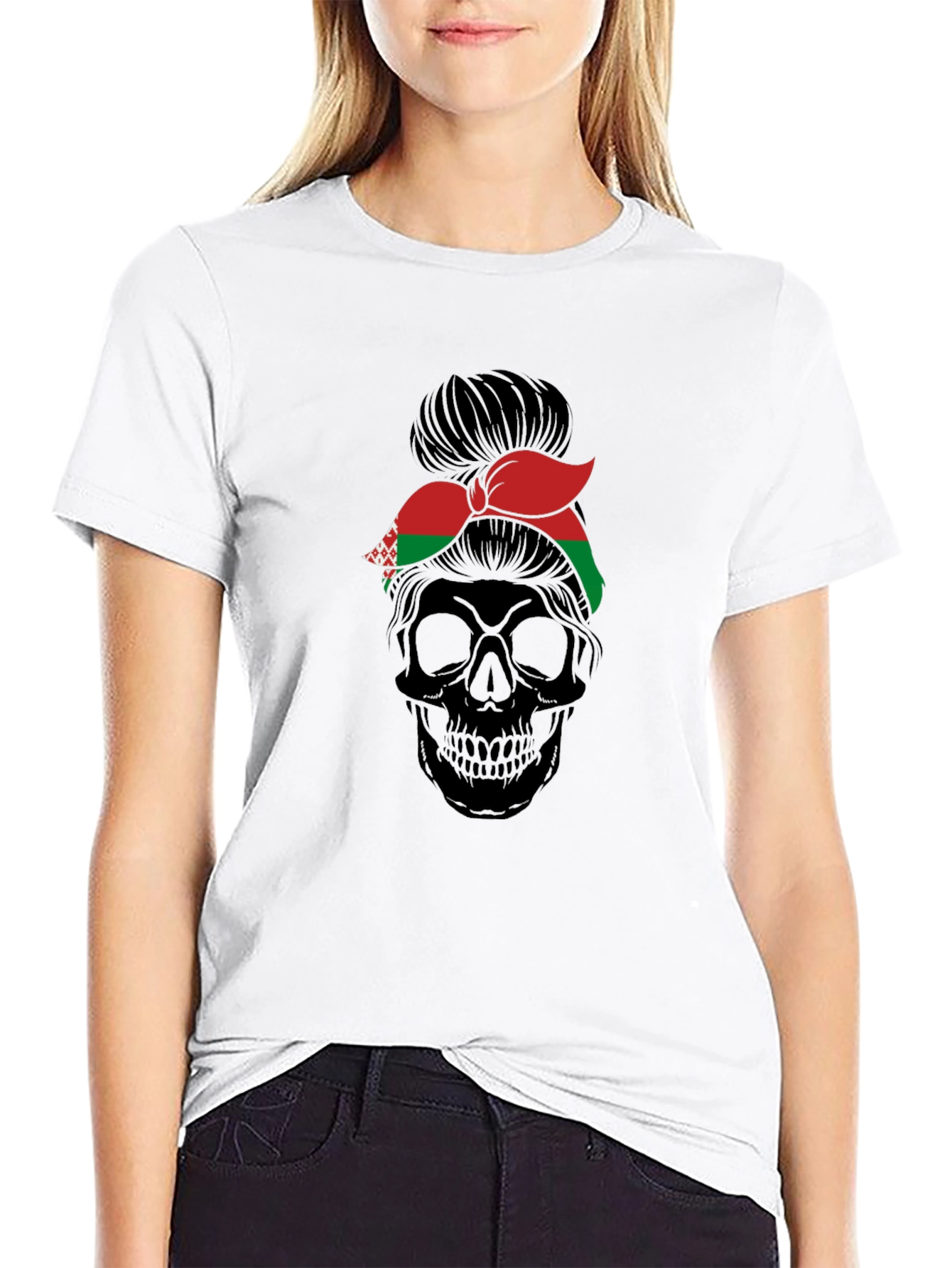 Belarus Messy Bun Skull Tee