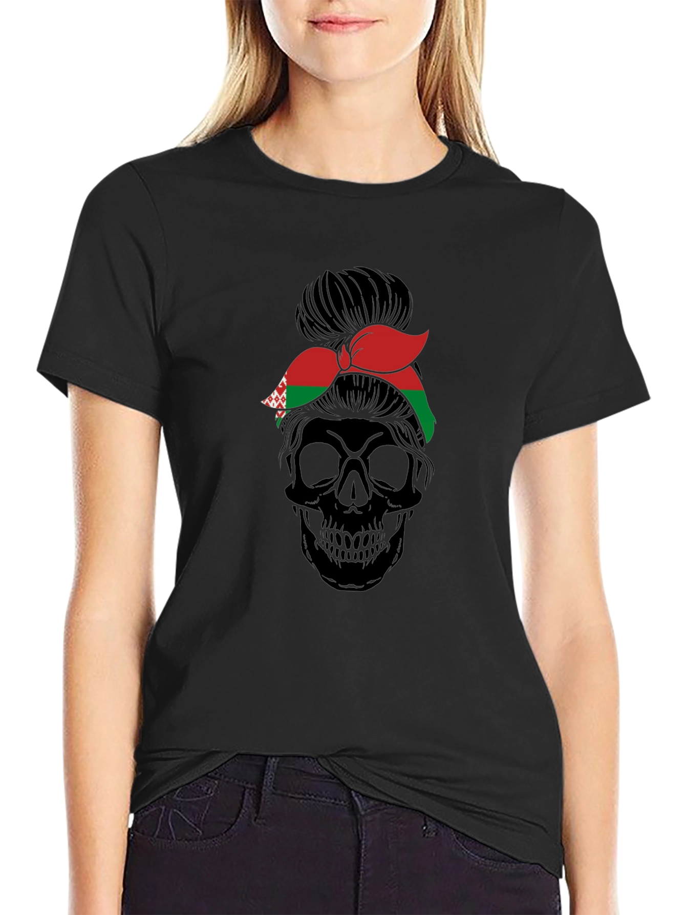 Belarus Messy Bun Skull Tee
