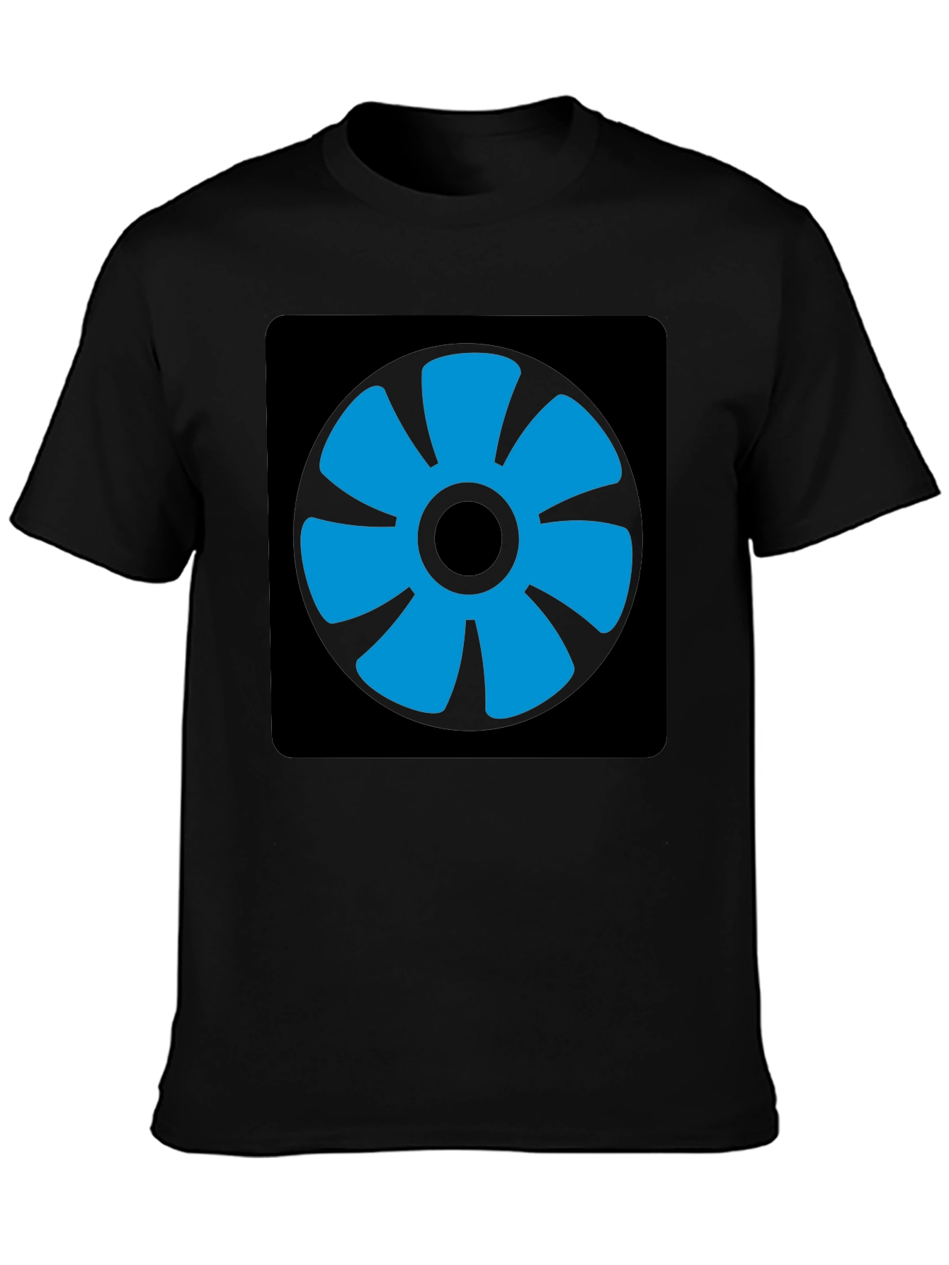 Blue Fan Graphic Black T-Shirt