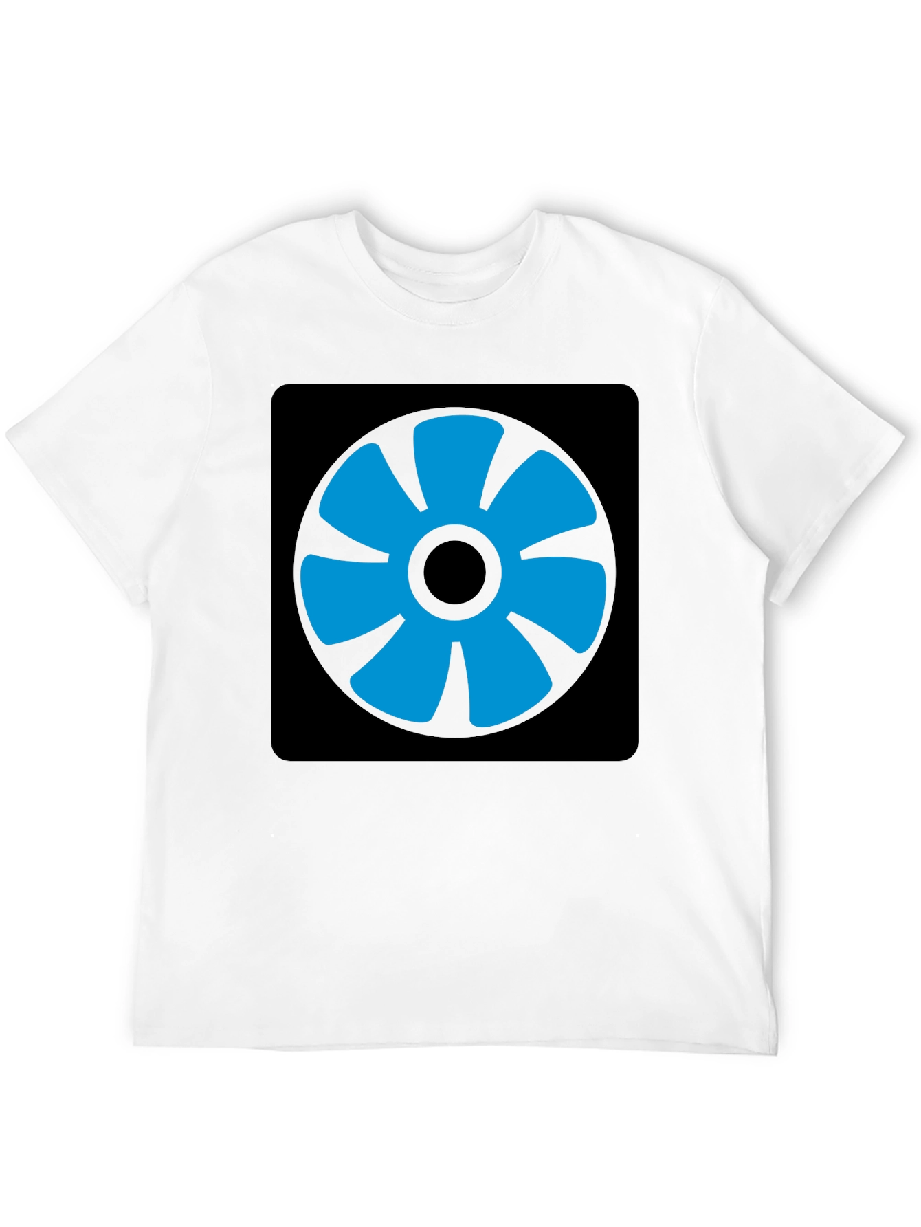 Blue Fan Graphic Black T-Shirt