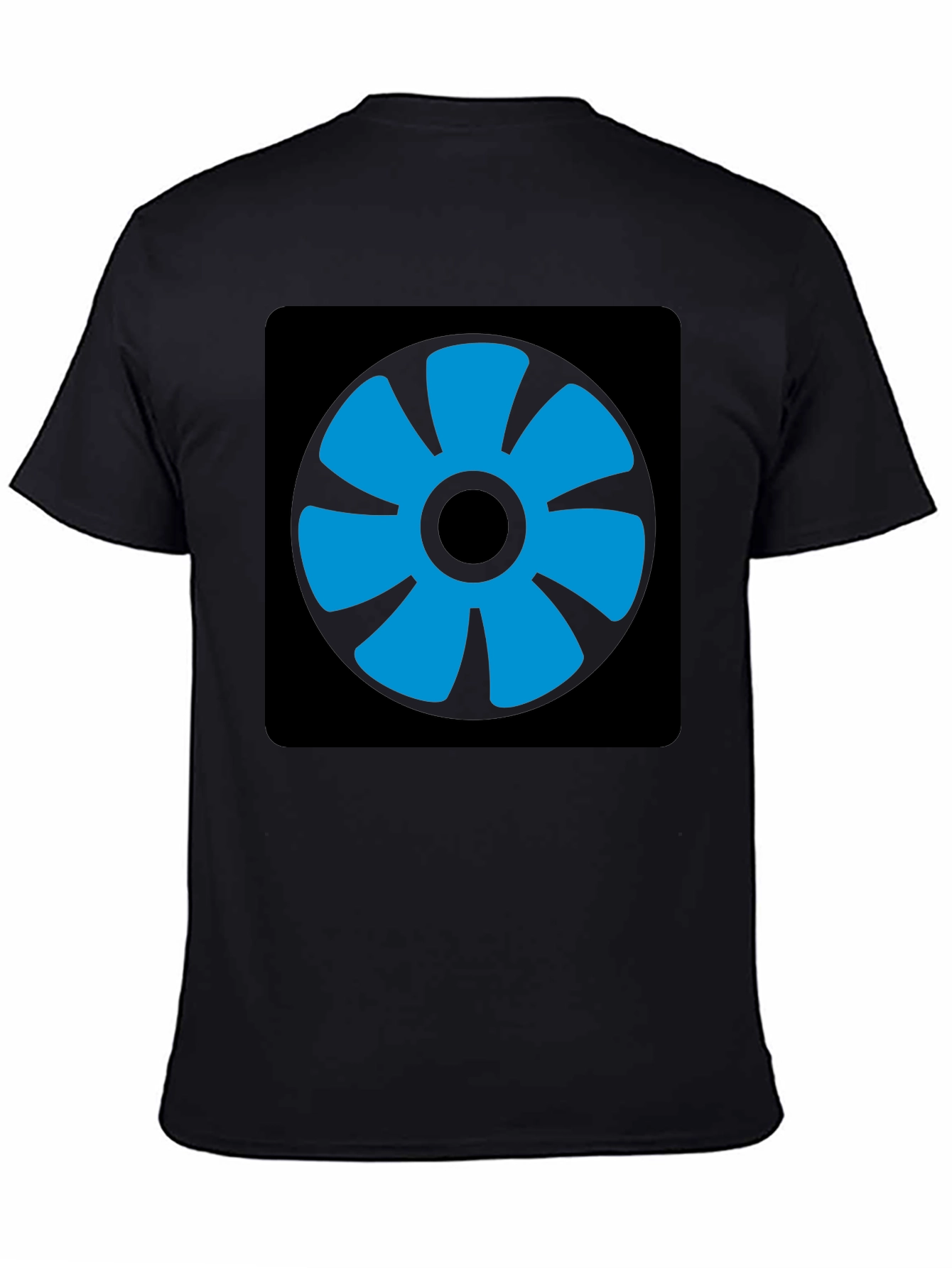 Blue Fan Graphic Black T-Shirt