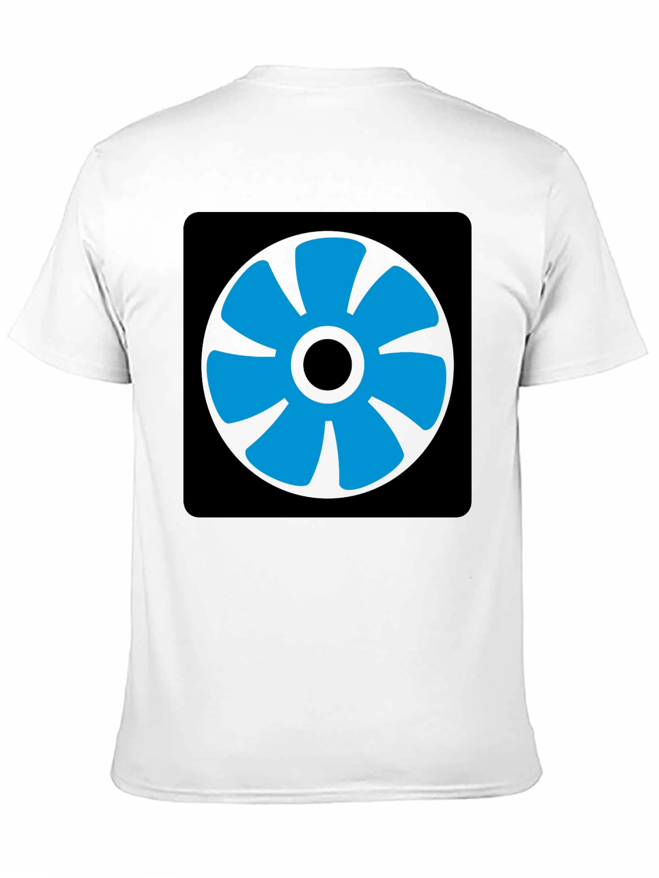 Blue Fan Graphic Black T-Shirt