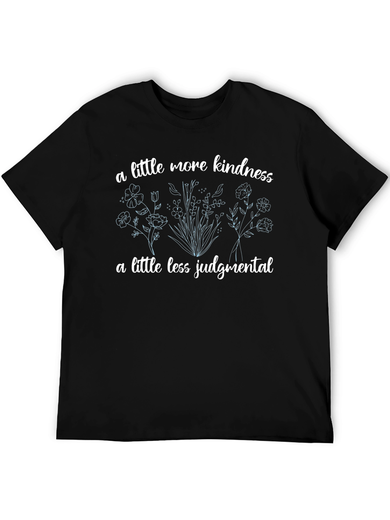 Kindness & Flowers Graphic Print Black T-Shirt