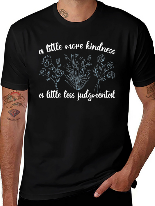 Kindness & Flowers Graphic Print Black T-Shirt