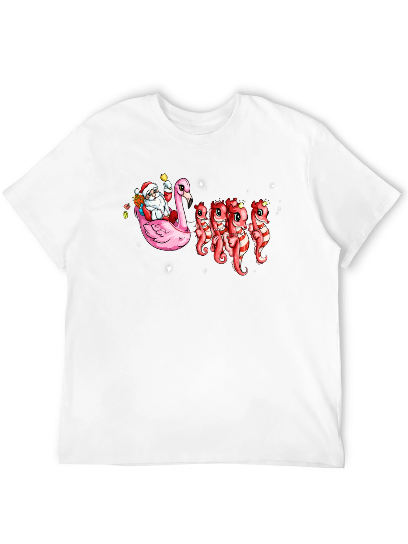 Santa Flamingo & Seahorse Christmas T-Shirt