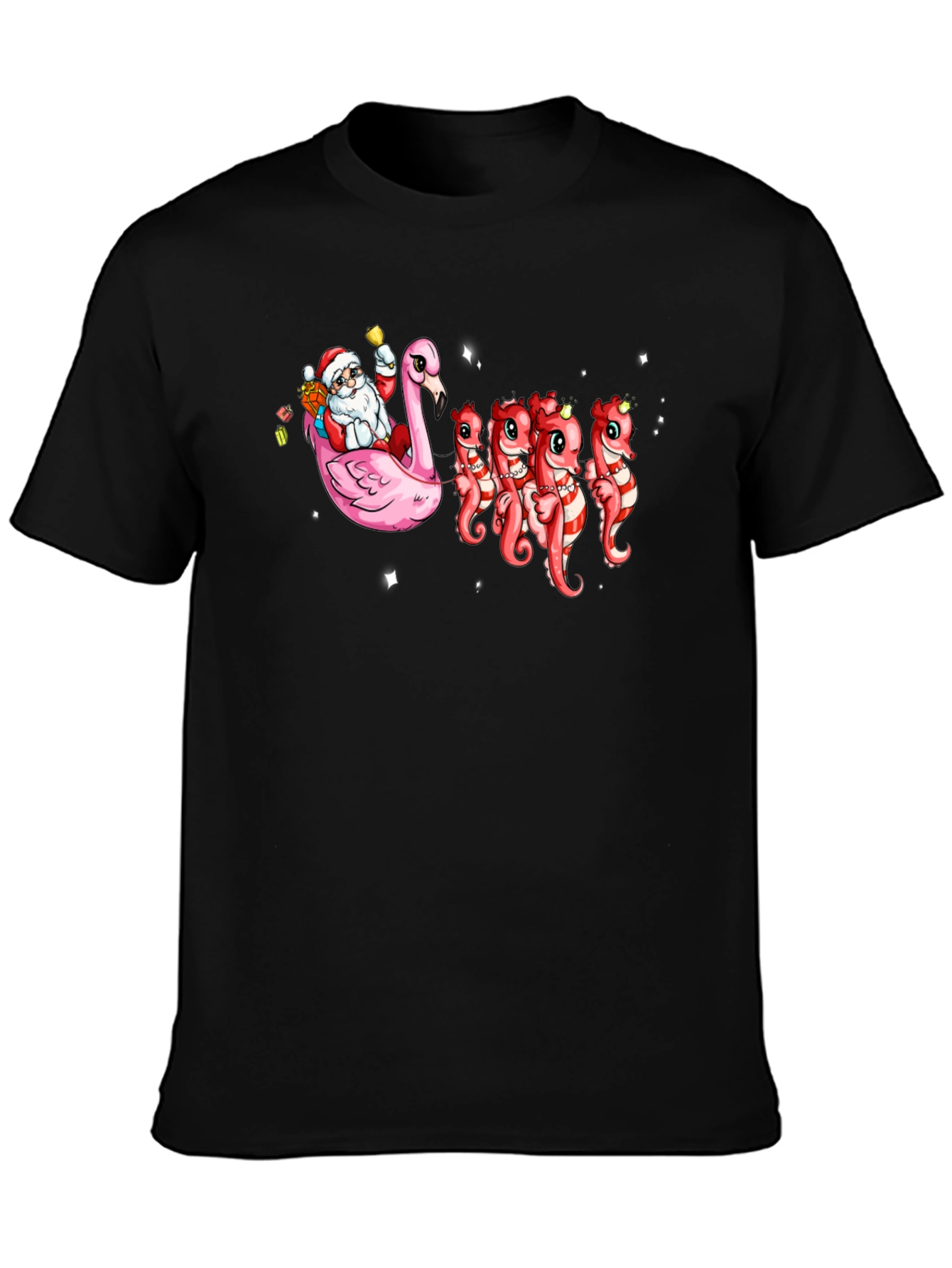 Santa Flamingo & Seahorse Christmas T-Shirt