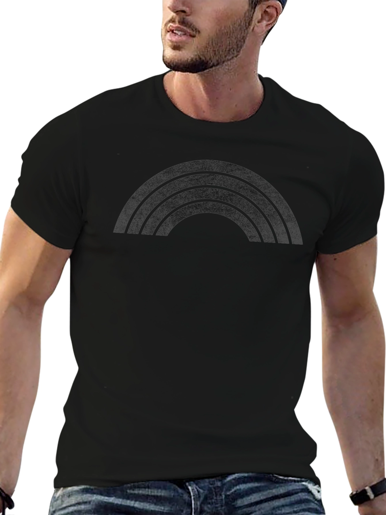 Black Rainbow Graphic Tee - Stylish Casual Wear