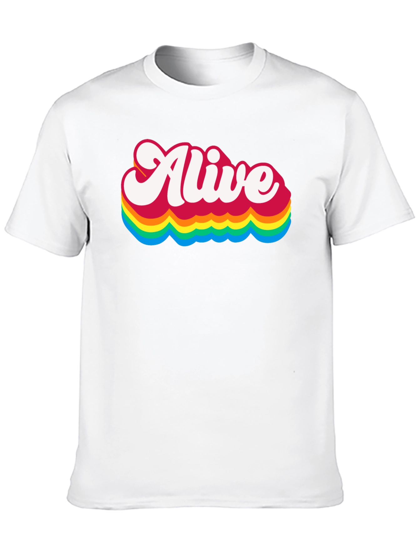 Alive Rainbow Graphic Tee - Retro Style Black T-Shirt