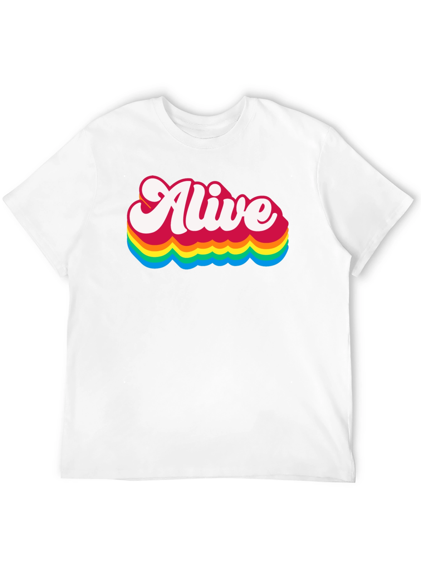 Alive Rainbow Graphic Tee - Retro Style Black T-Shirt