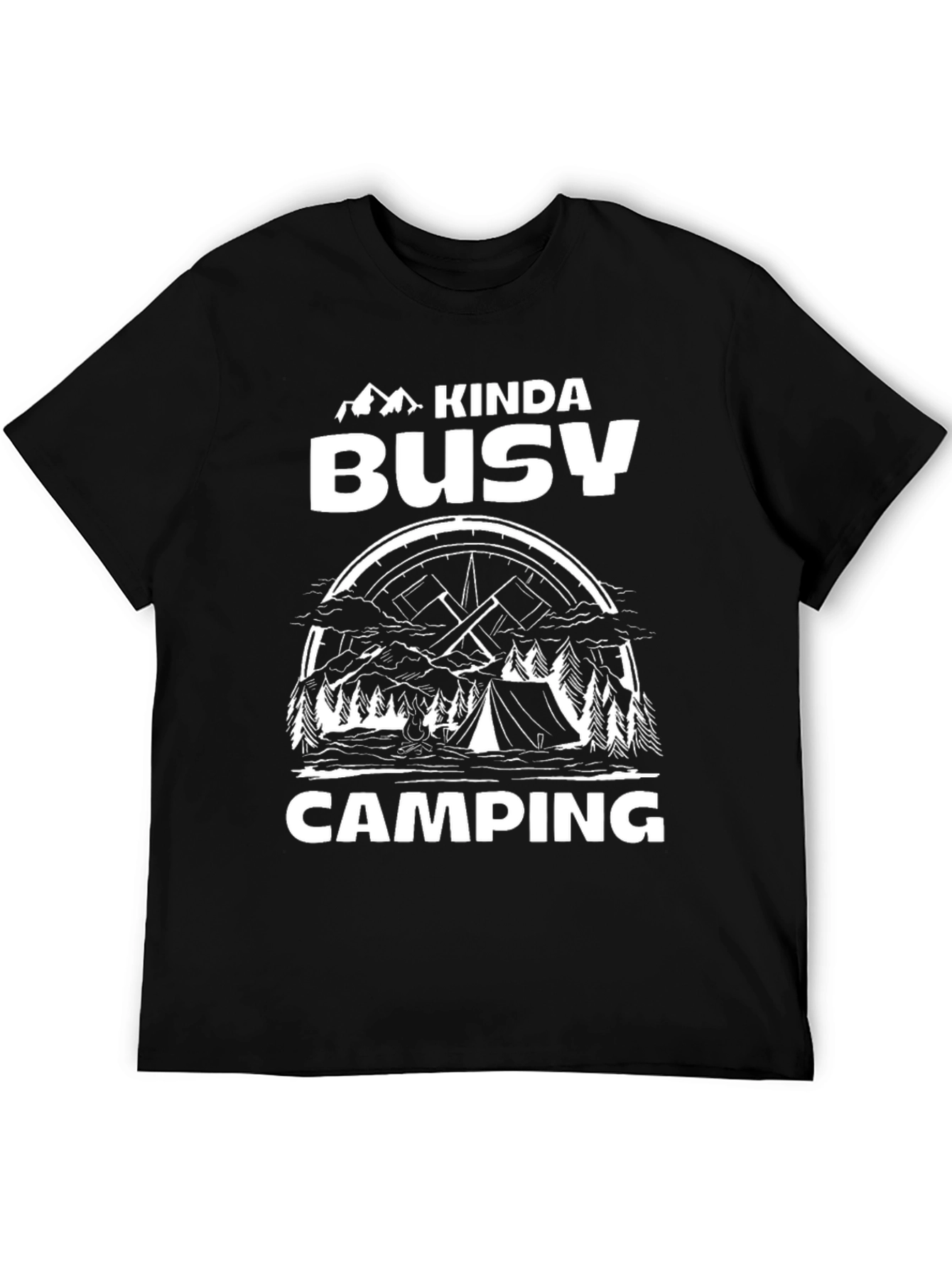 Kinda Busy Camping Black Graphic T-Shirt