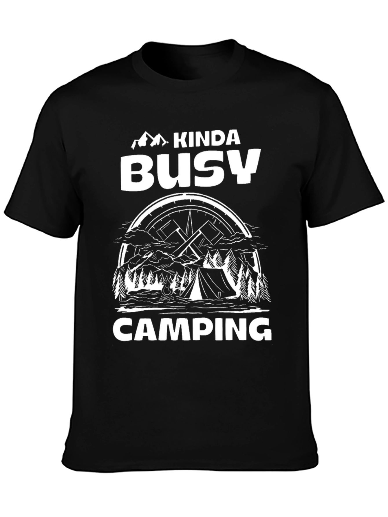 Kinda Busy Camping Black Graphic T-Shirt