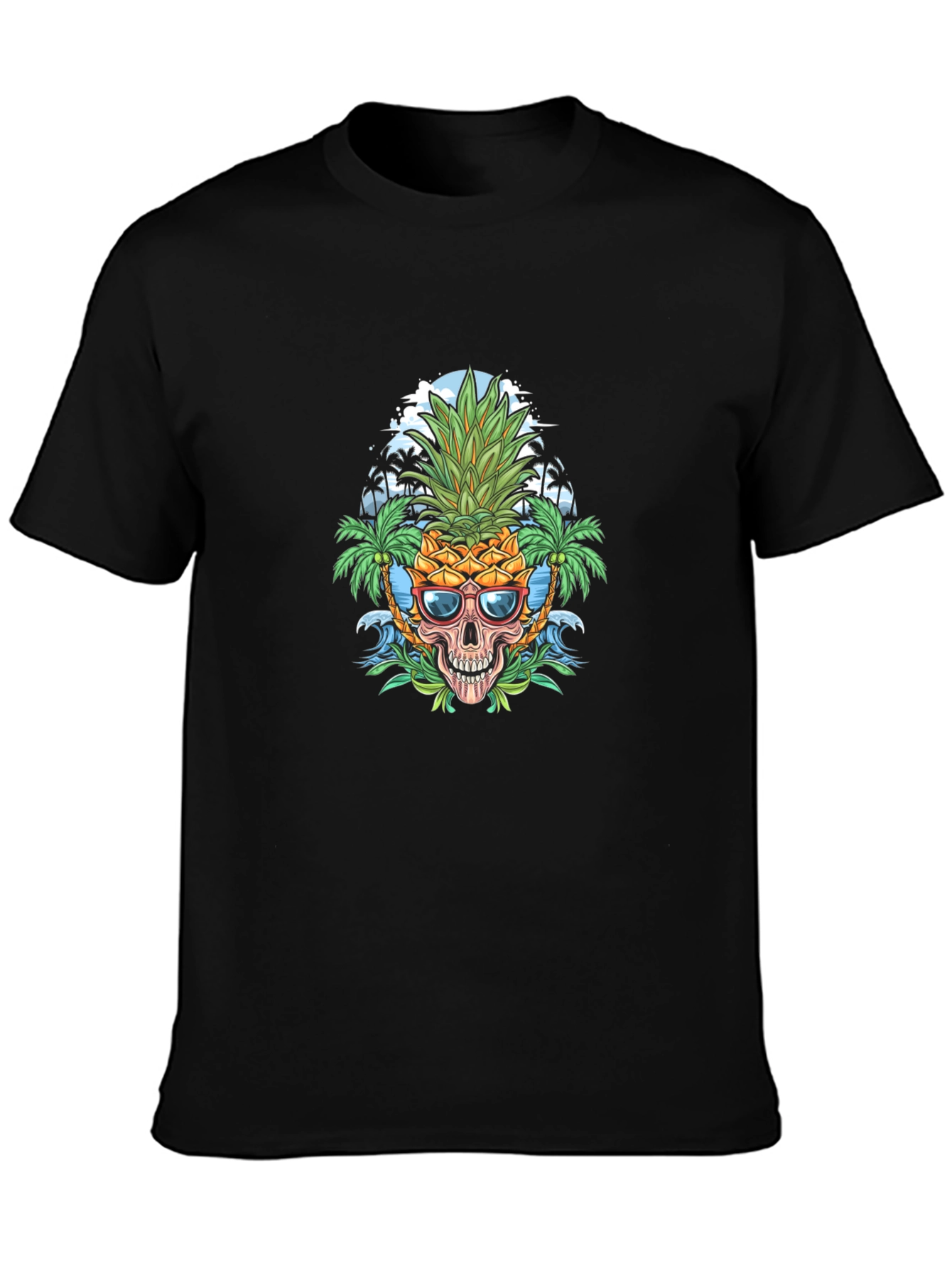 Pineapple Skull Graphic Tee - Tropical Vibes