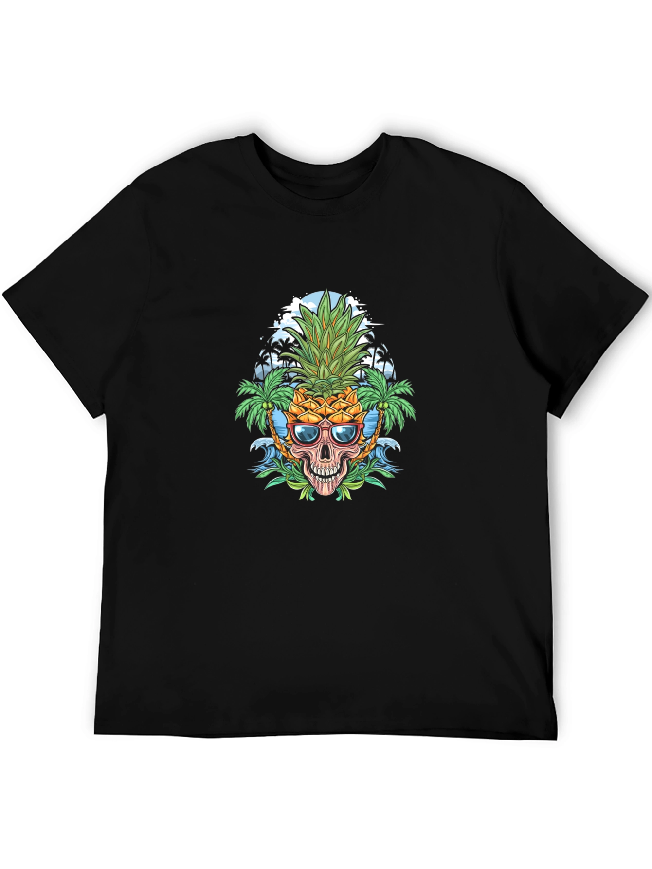 Pineapple Skull Graphic Tee - Tropical Vibes