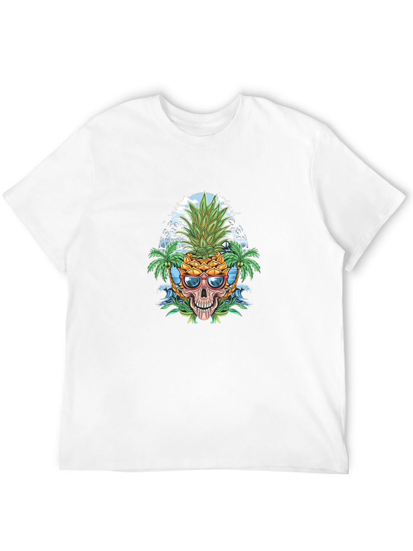 Pineapple Skull Graphic Tee - Tropical Vibes