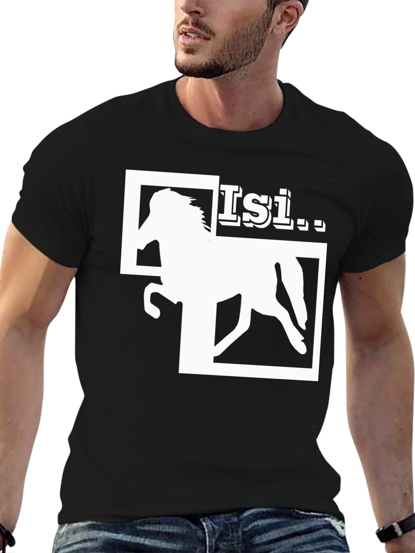 Isi Horse Graphic T-Shirt - Black Cotton Tee