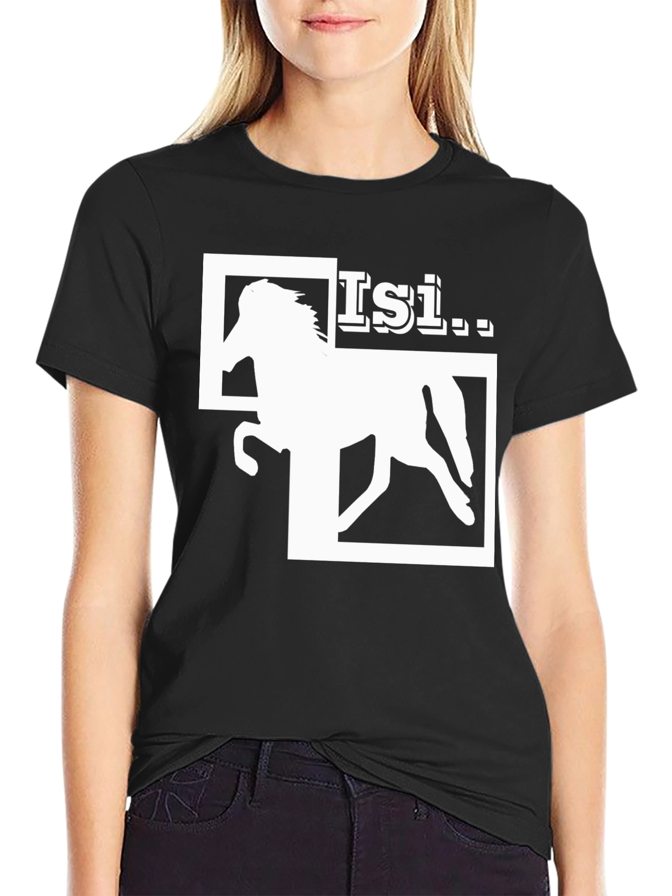 Isi Horse Graphic T-Shirt - Black Cotton Tee