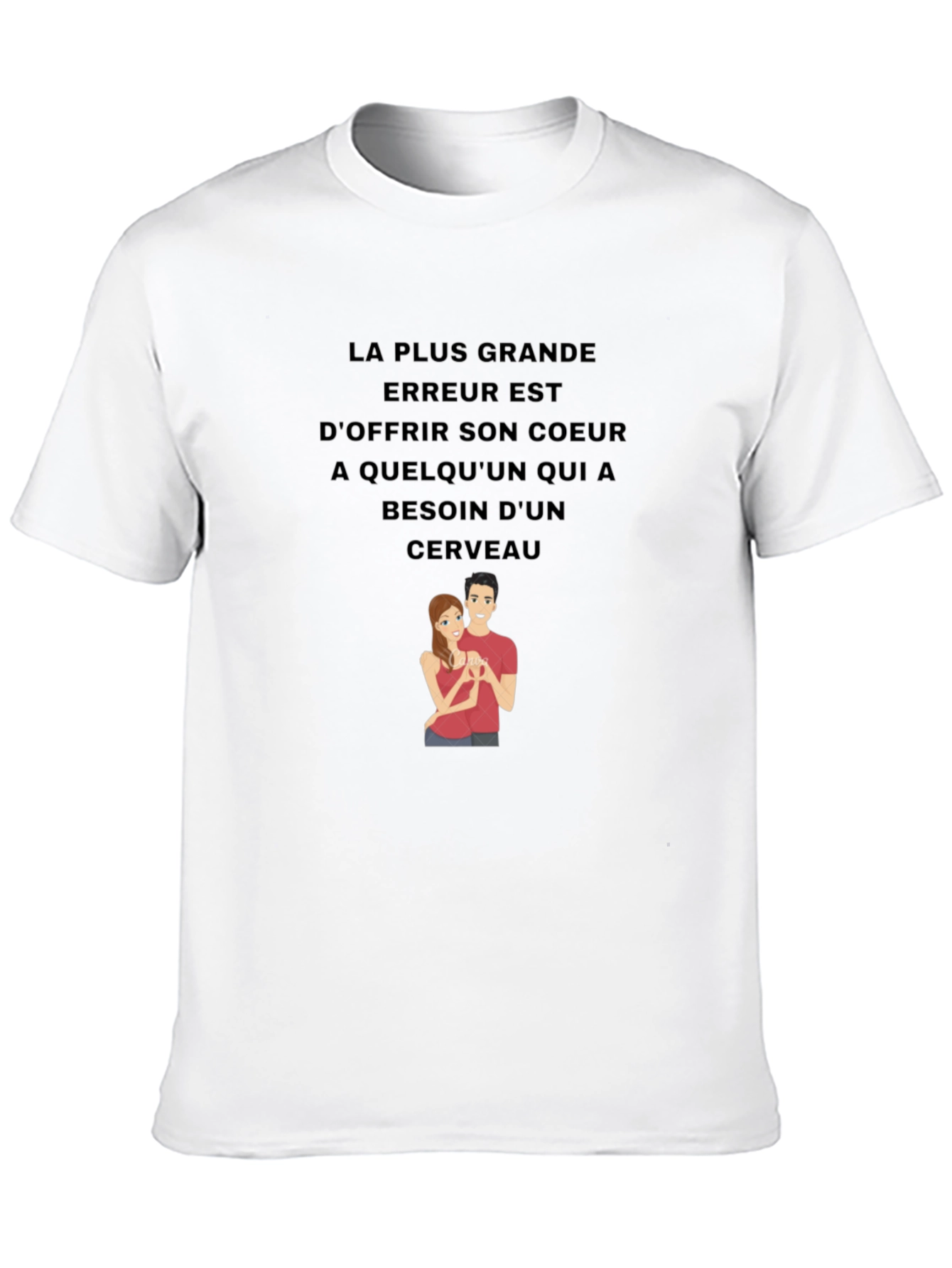 Humorous Graphic T-Shirt - Brains Over Hearts