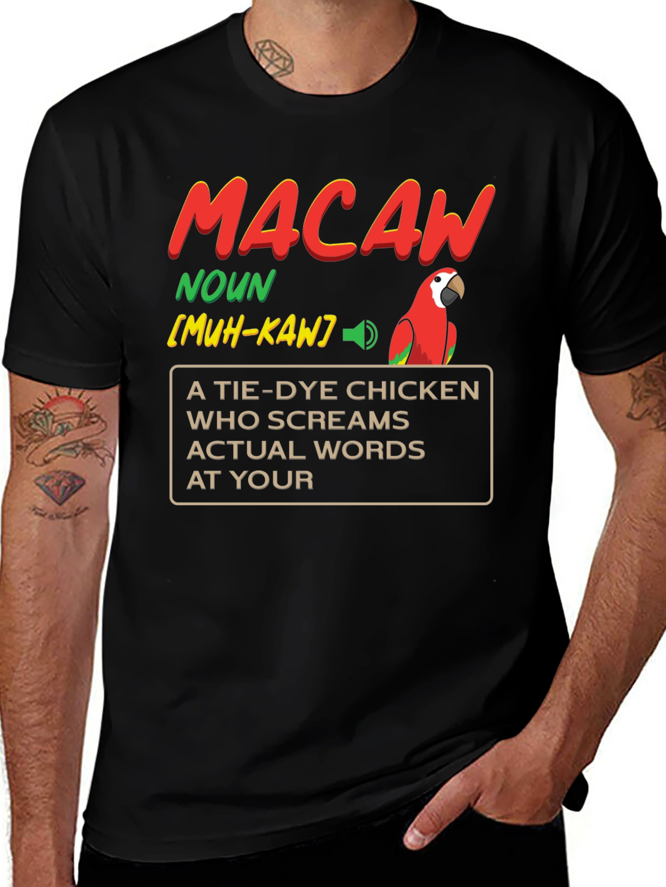 Macaw Definition Graphic T-Shirt - Novelty Bird Lover Tee