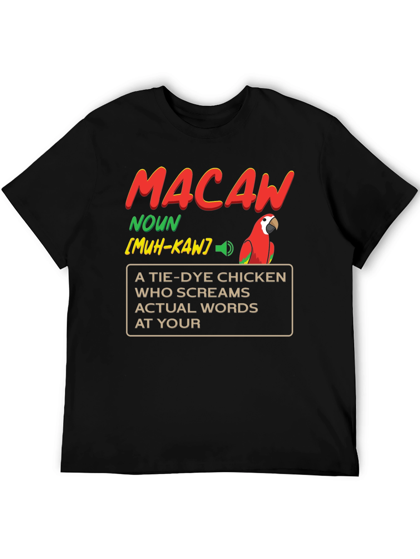Macaw Definition Graphic T-Shirt - Novelty Bird Lover Tee